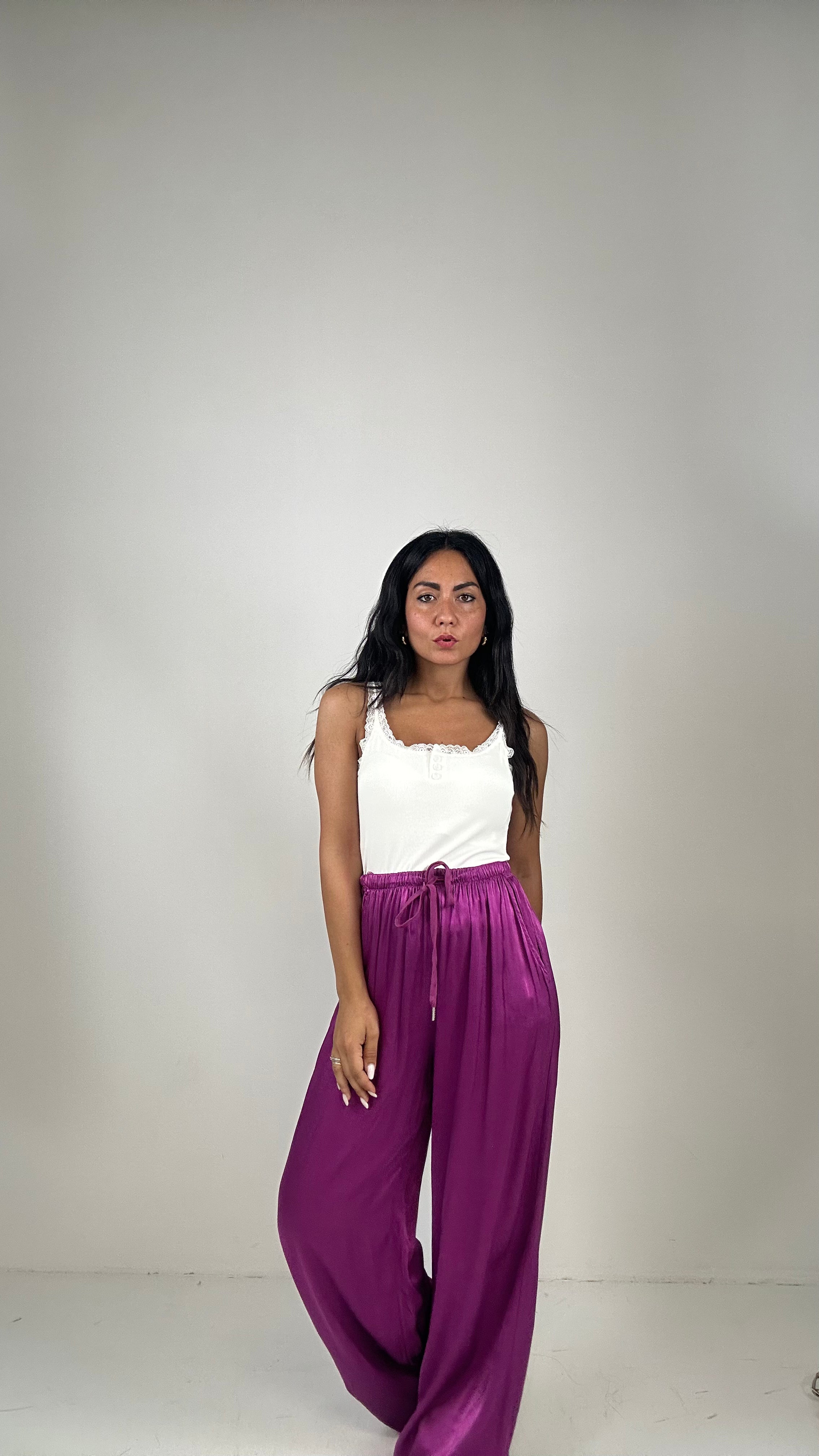 Pantalone SATIN - MAGENTA