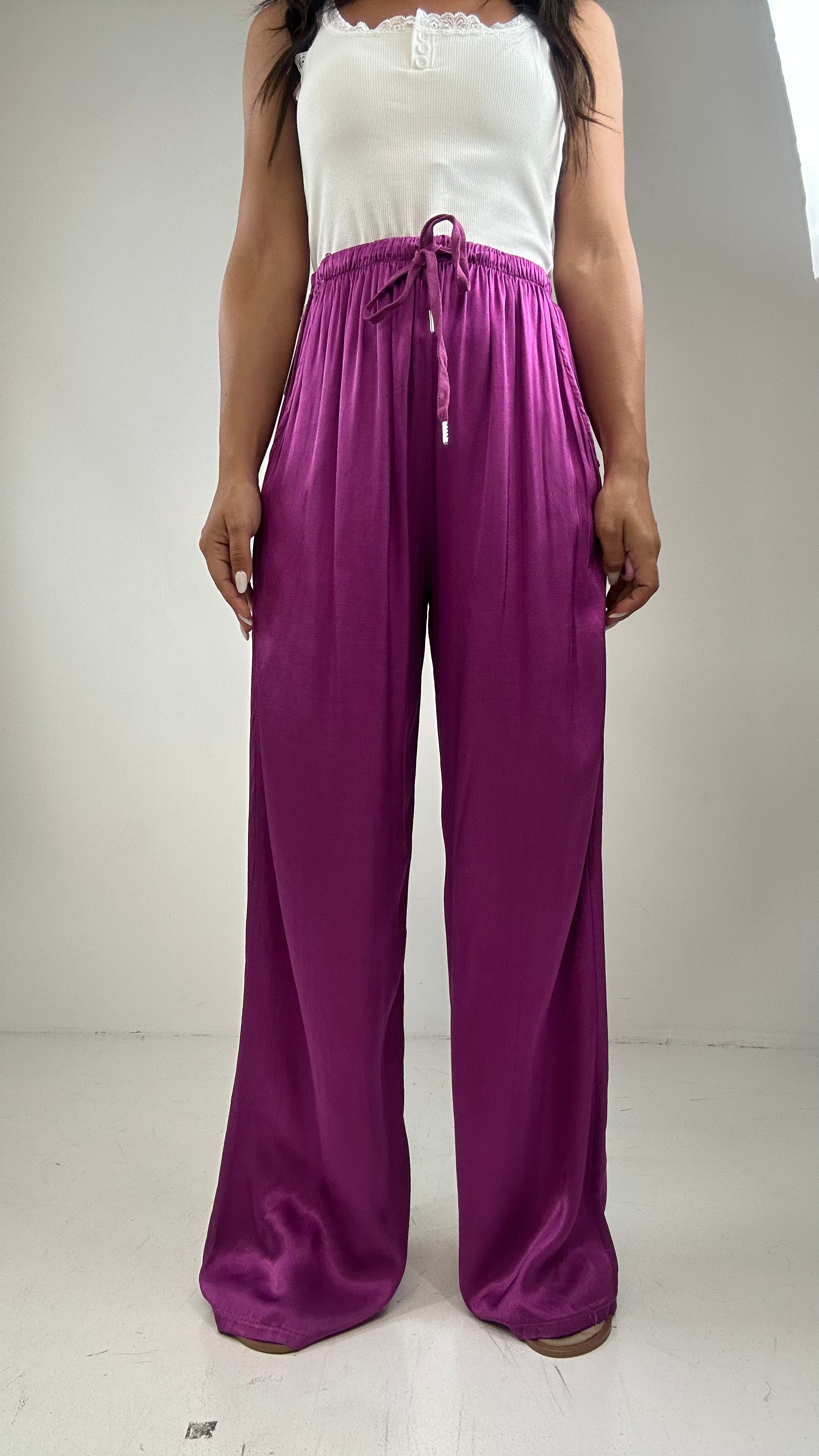 Pantalone SATIN - MAGENTA