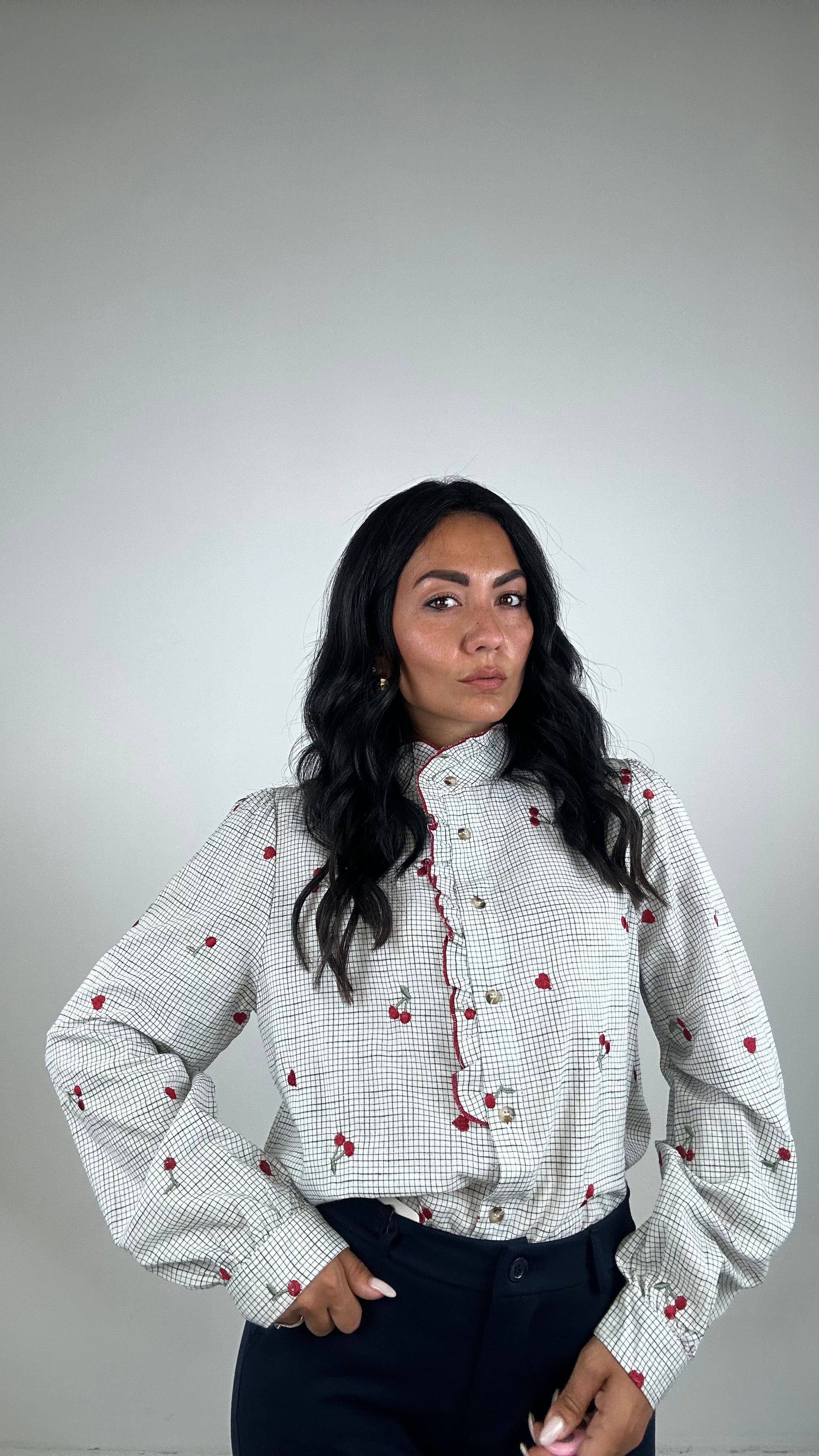 Camicia CHERRY QUADRI - BIANCO