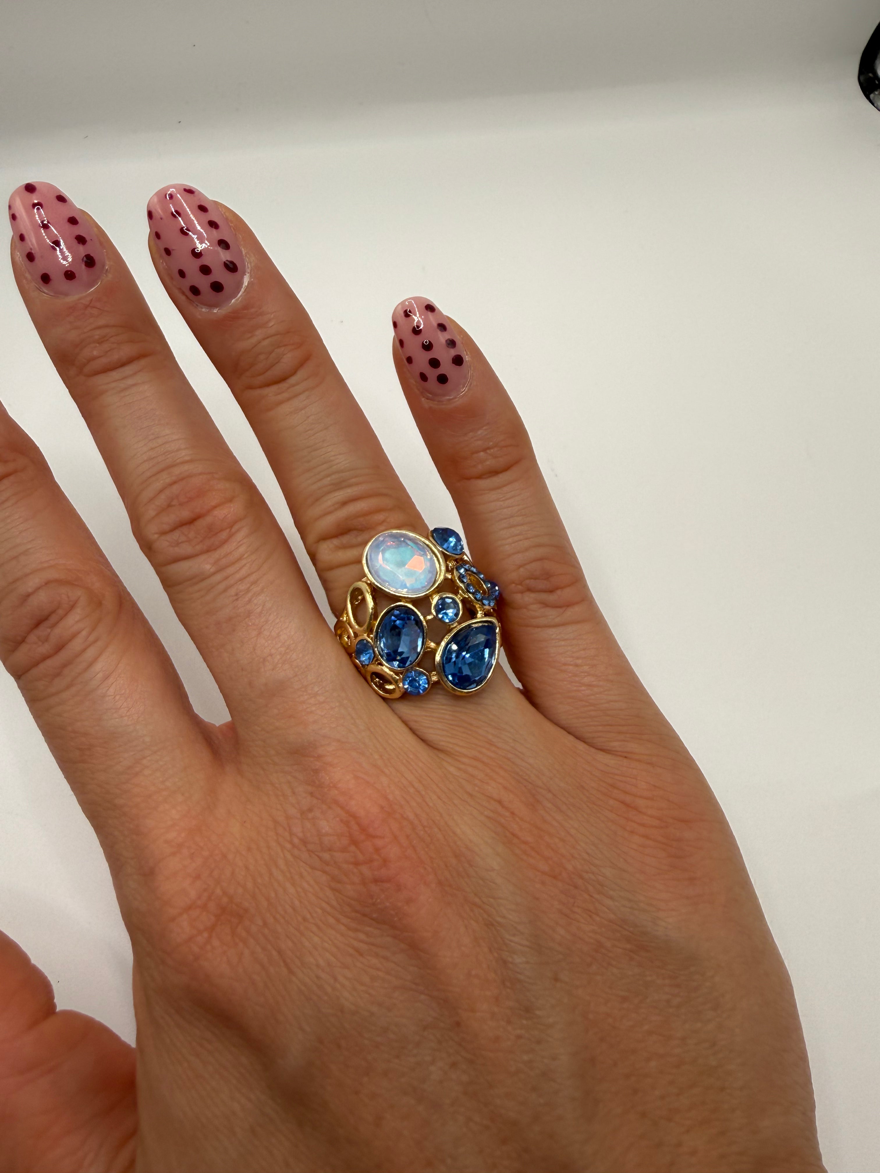 Anello ELASTICIZZATO PIETRE - AZZURRO