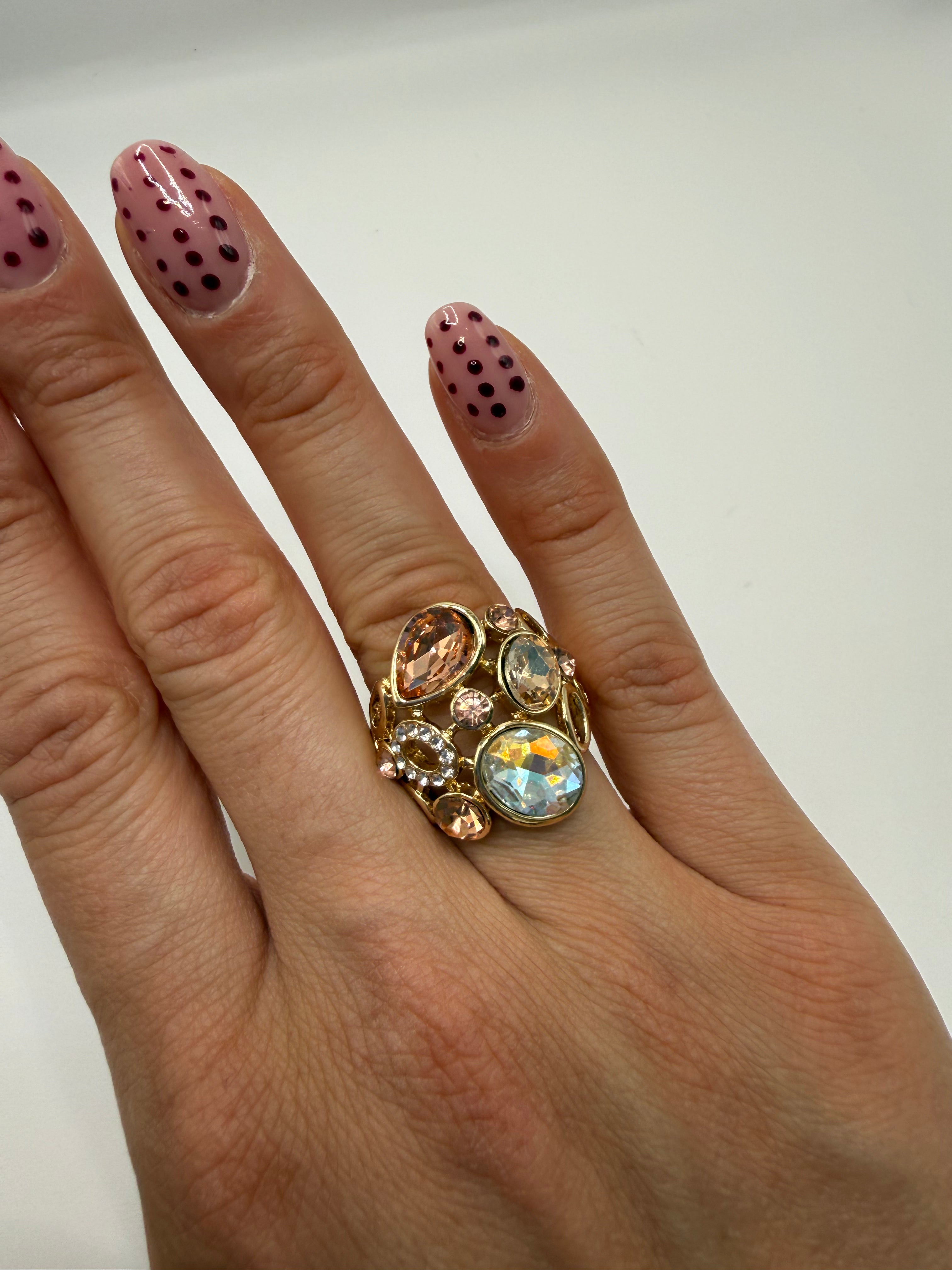 Anello ELASTICIZZATO PIETRE - BEIGE