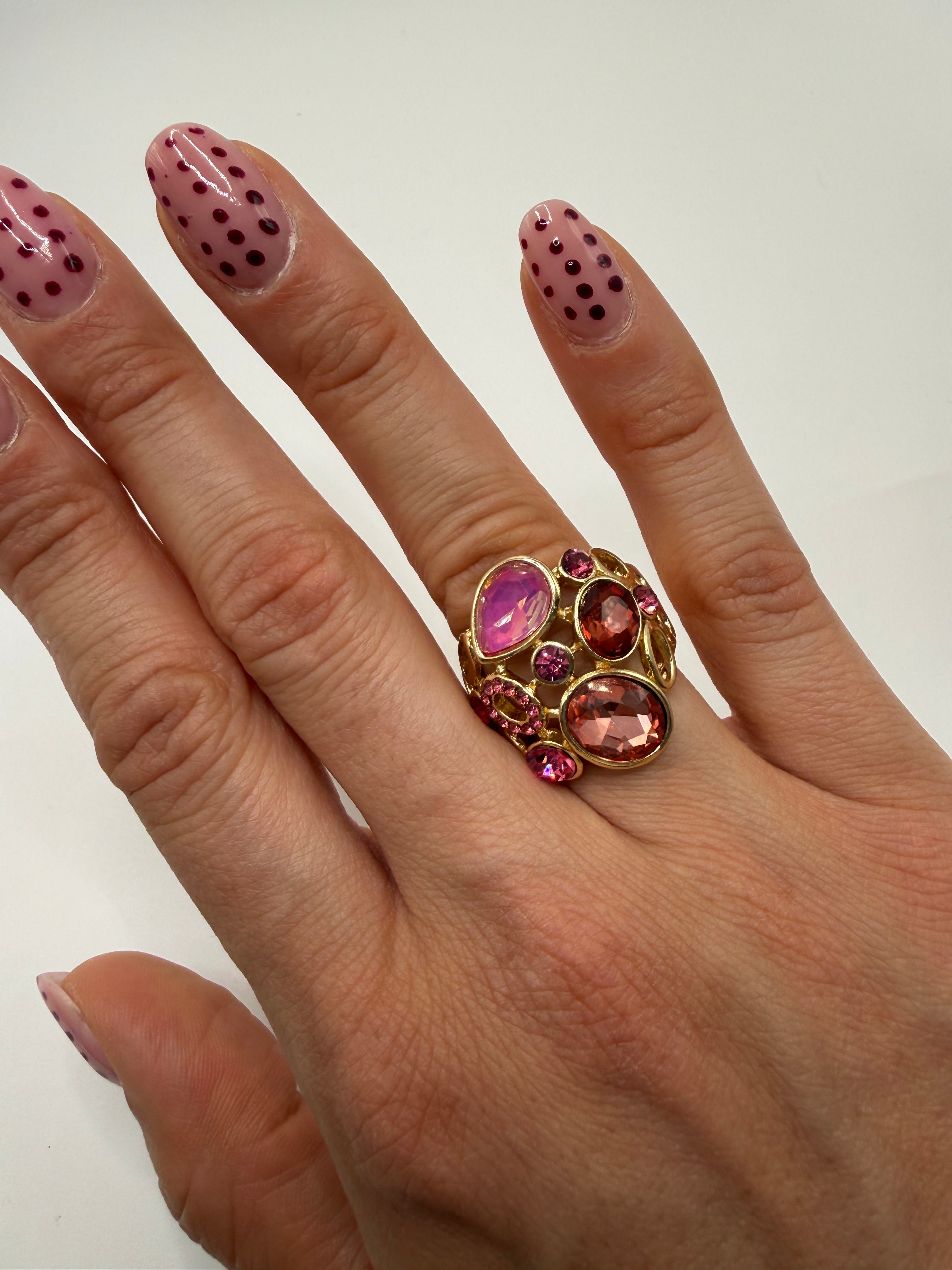 Anello ELASTICIZZATO PIETRE - FUCSIA