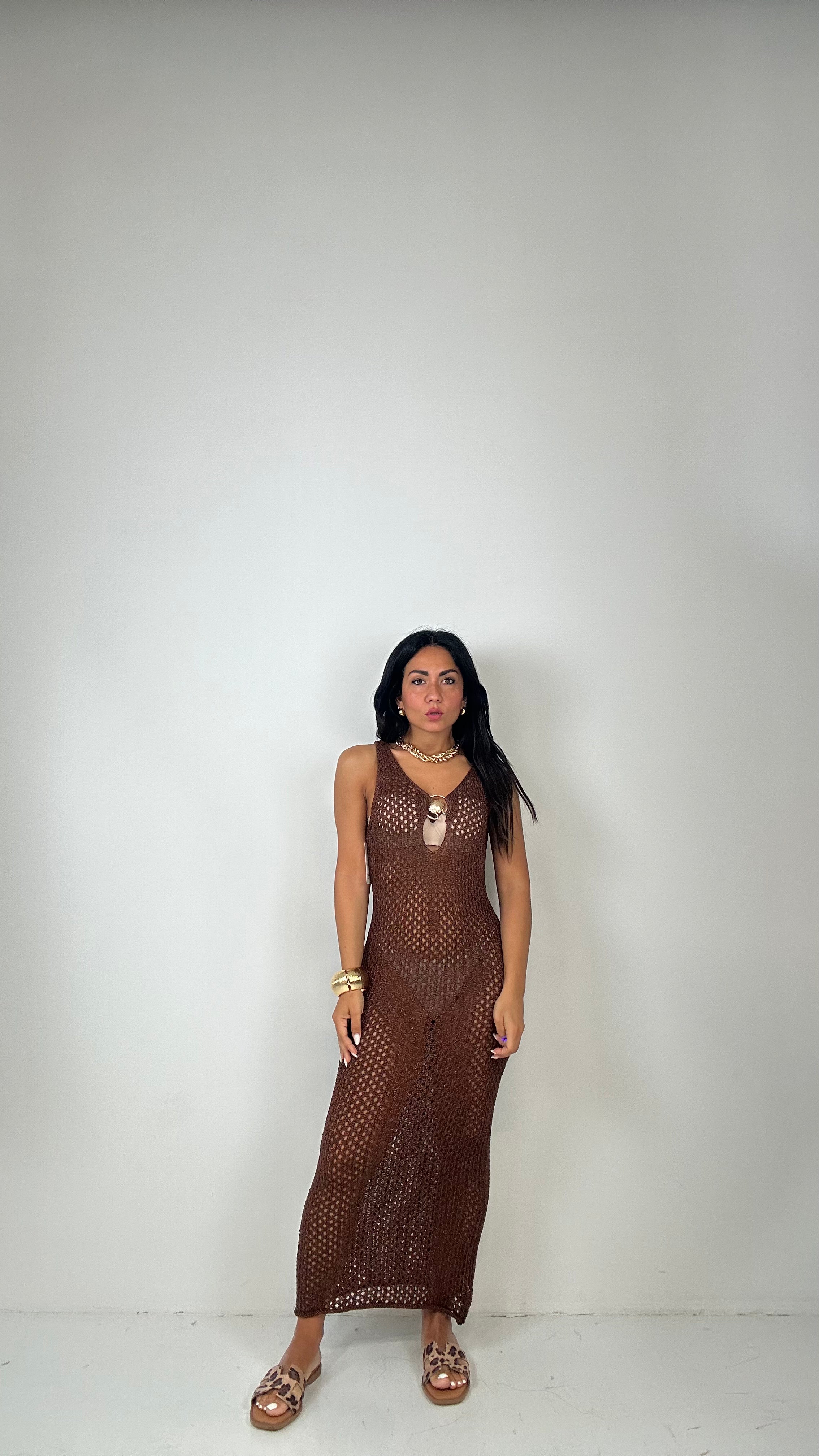 Vestito TRAFORATO CONCHIGLIA - MARRONE