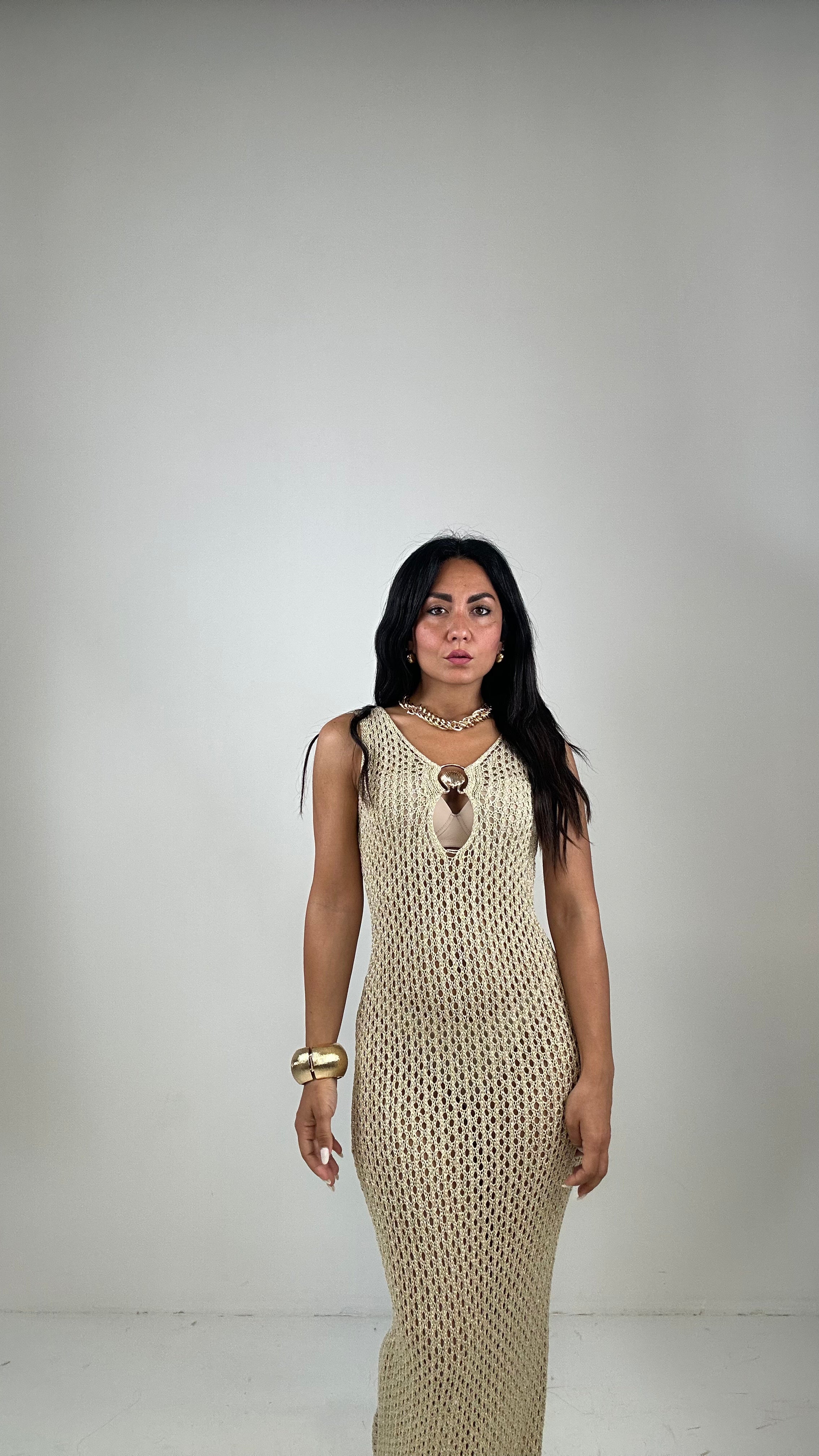 Vestito TRAFORATO CONCHIGLIA - BEIGE