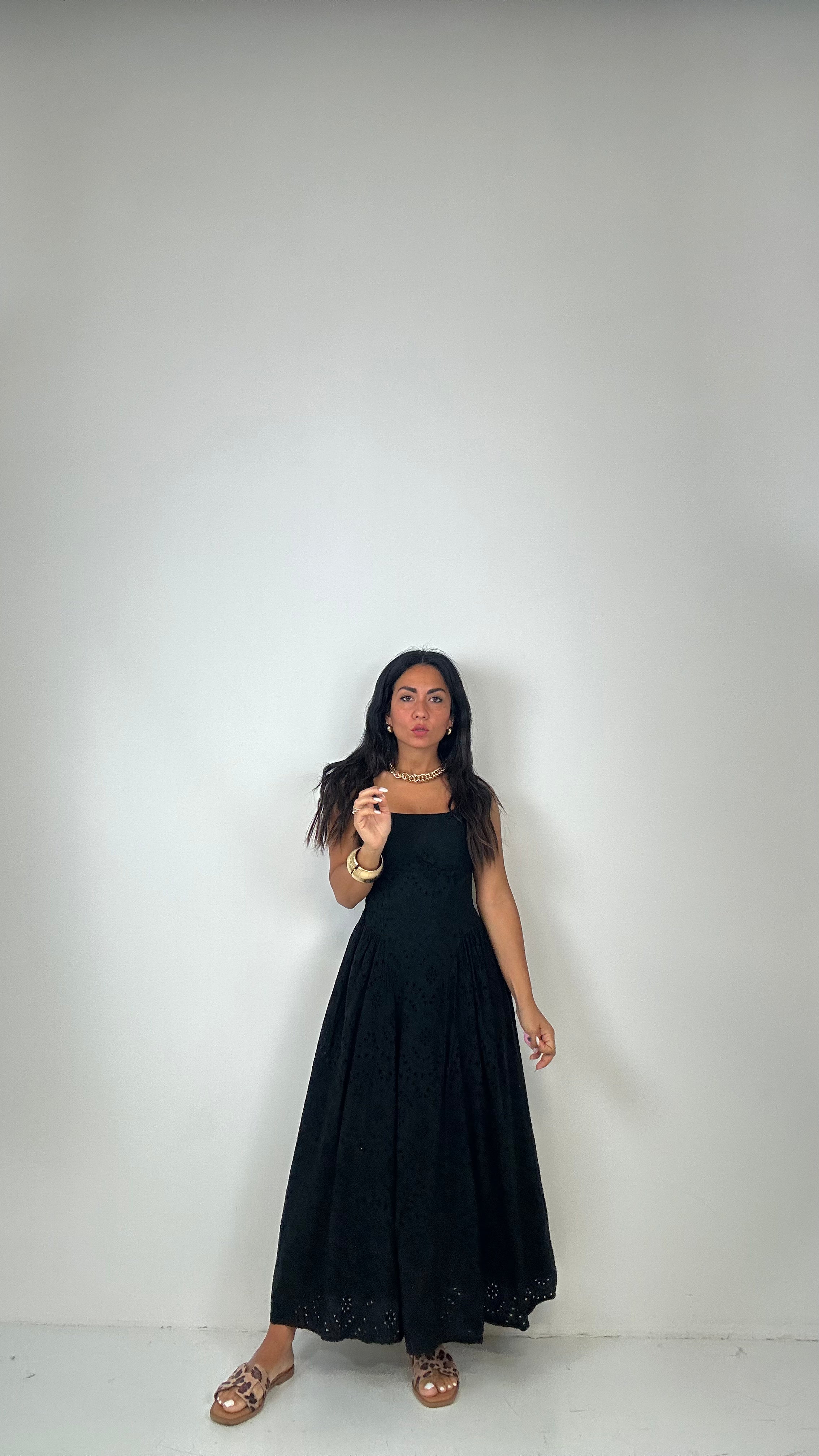 Vestito CON COPPA IN SANGALLO - NERO