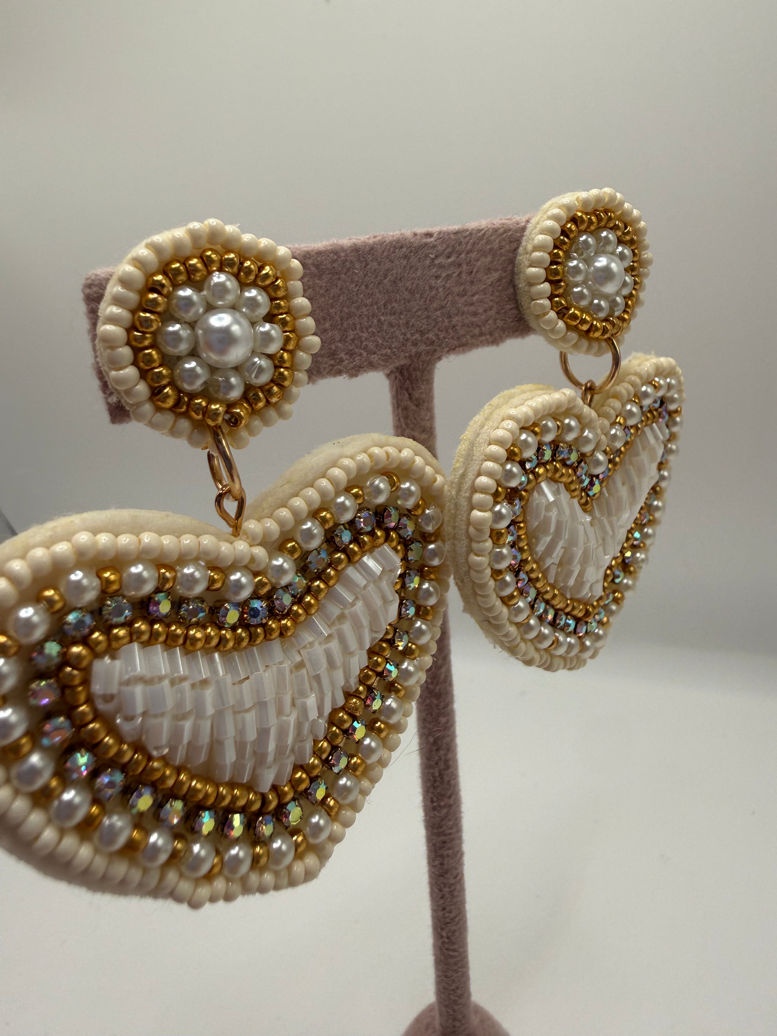 Orecchino CUORE PERLINE - BIANCO
