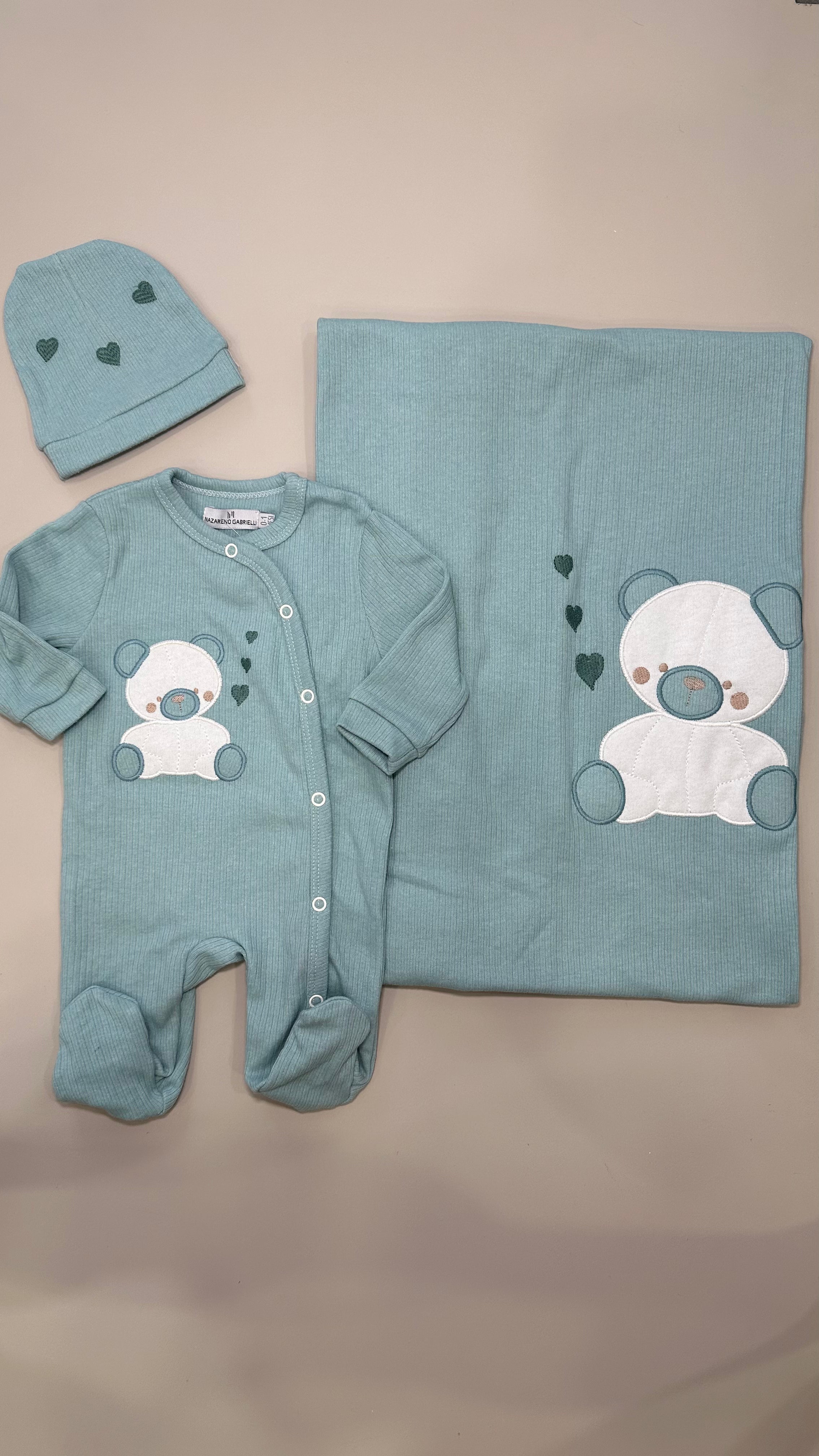 Set 3pz ORSETTO TUTINA+CAPPEL+COPER - VERDE