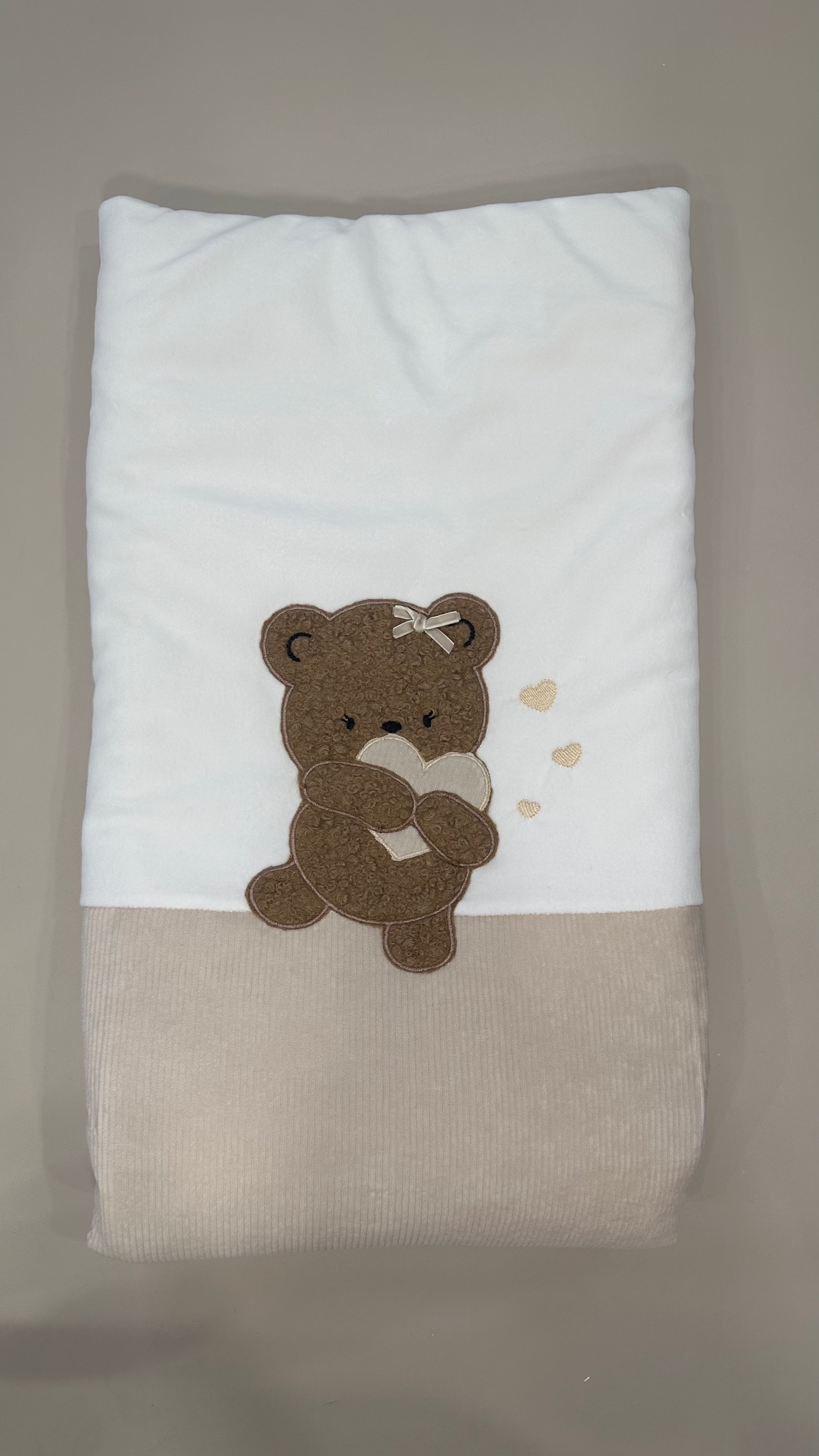Copertina CINIGLIA ORSO CUORE CM 75x91 - BEIGE