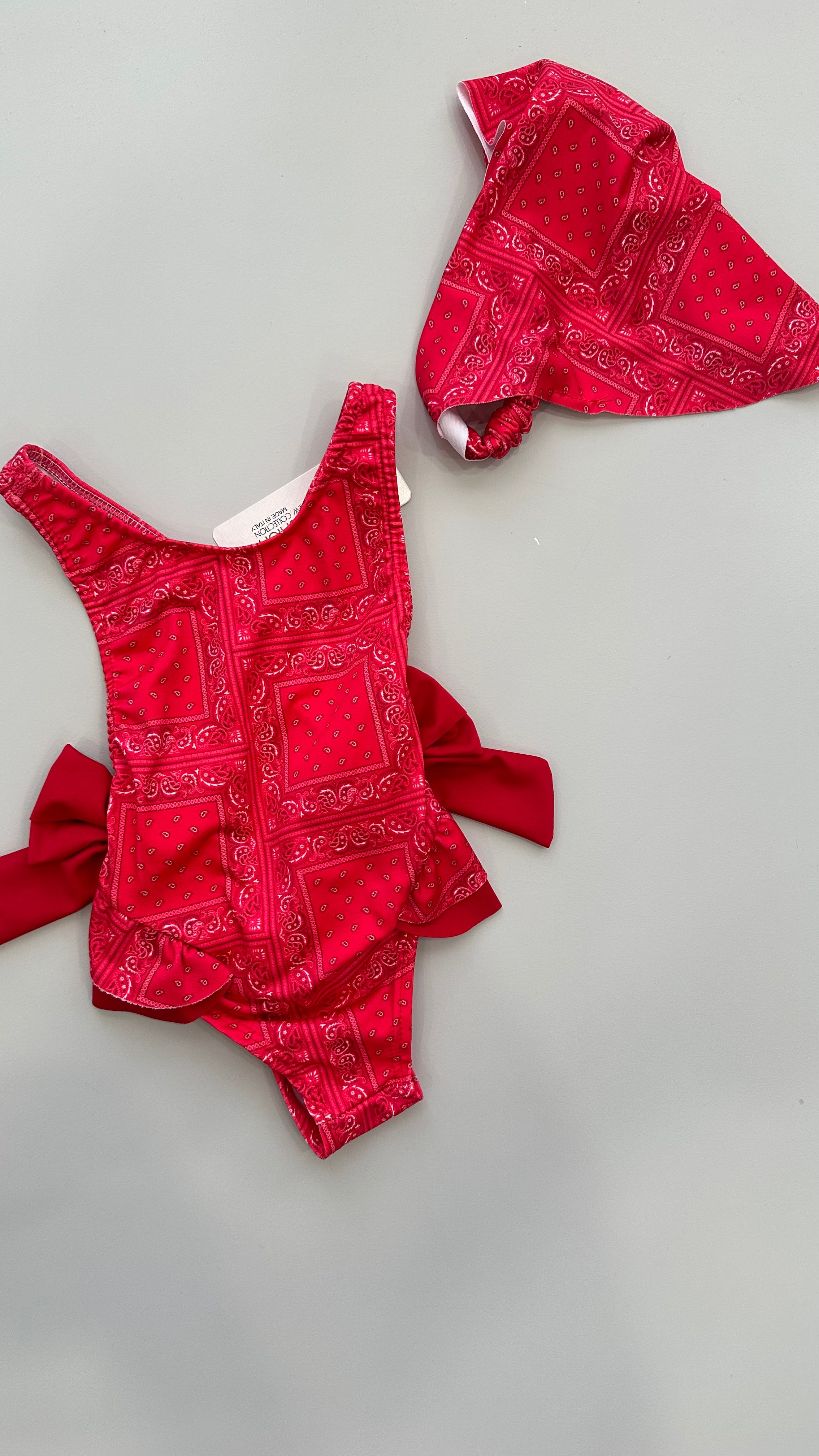 Costume INTERO CON BANDANA 2-12A - ROSSO-BIANCO