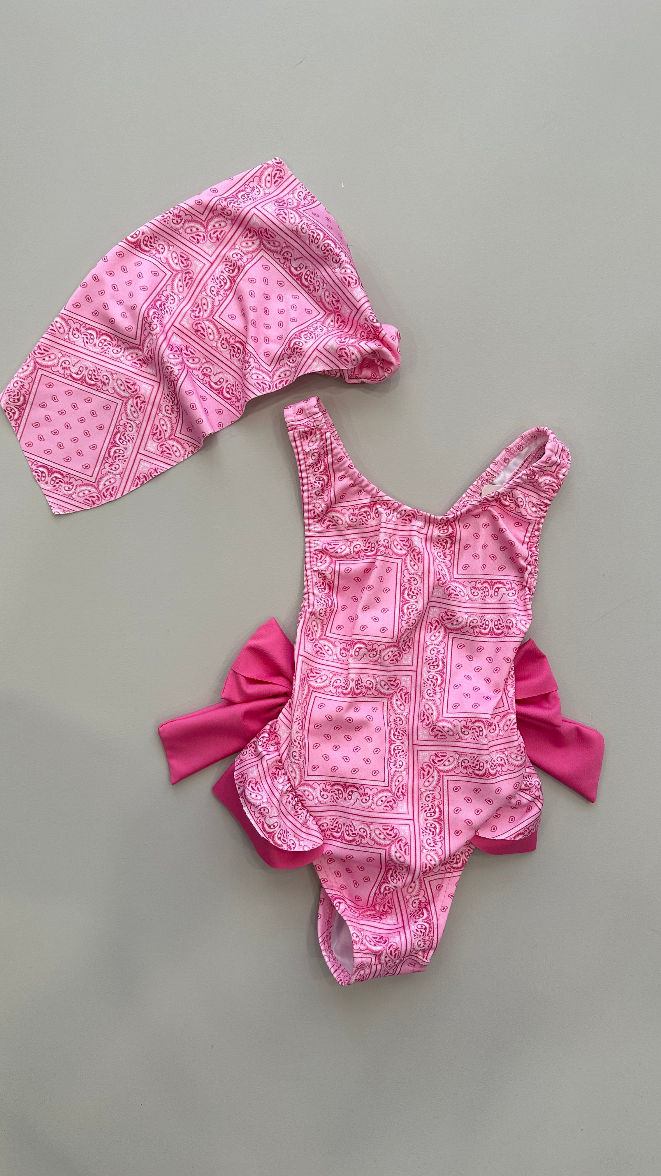 Costume INTERO CON BANDANA 2-12A - NERO FUCSIA