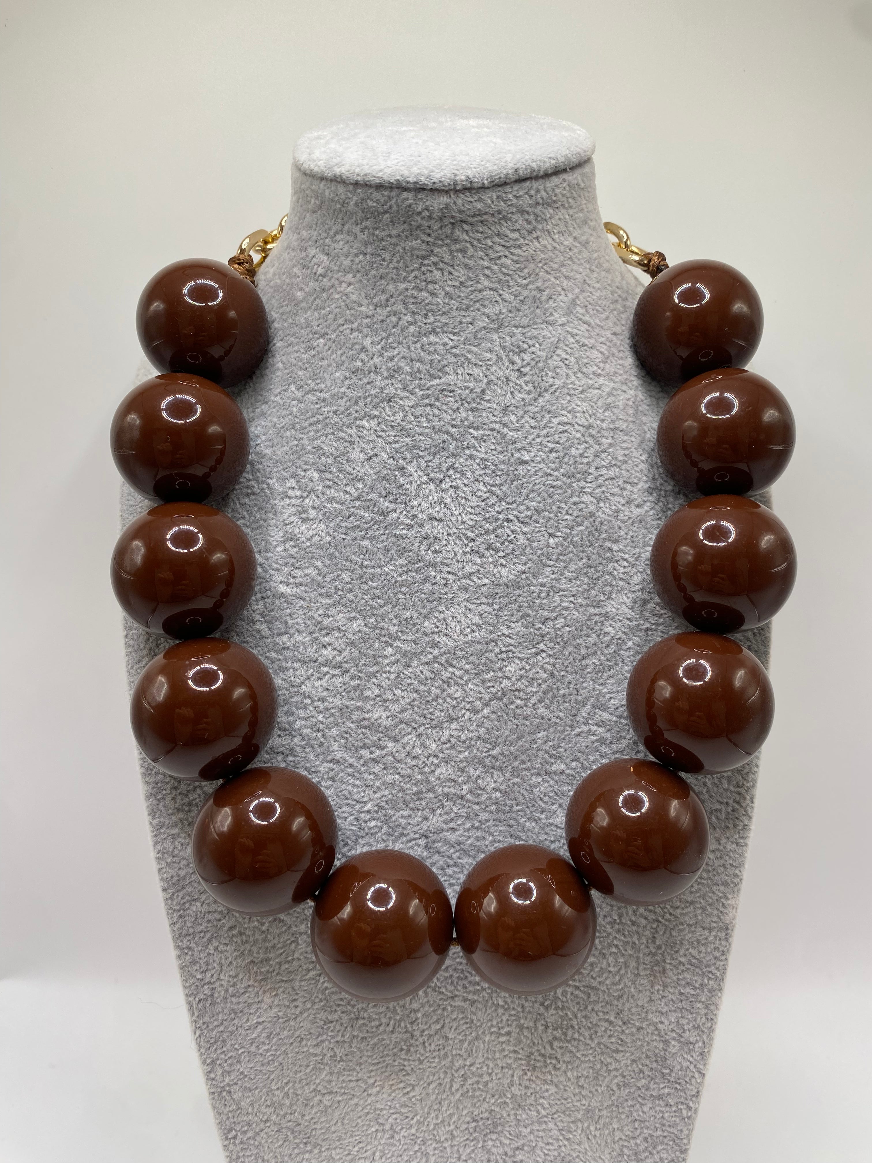 Collana PERLA BIG - MARRONE