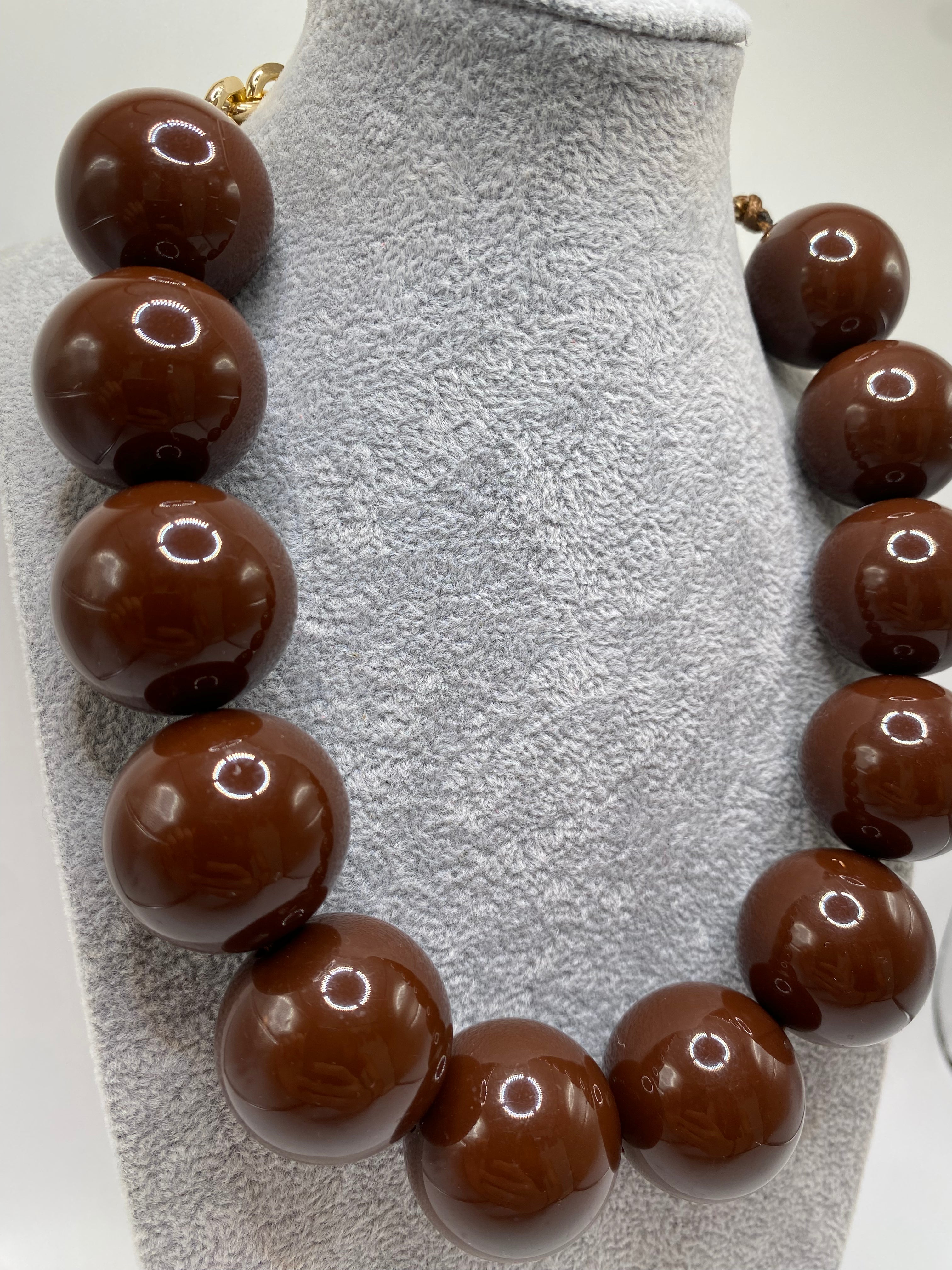 Collana PERLA BIG - MARRONE