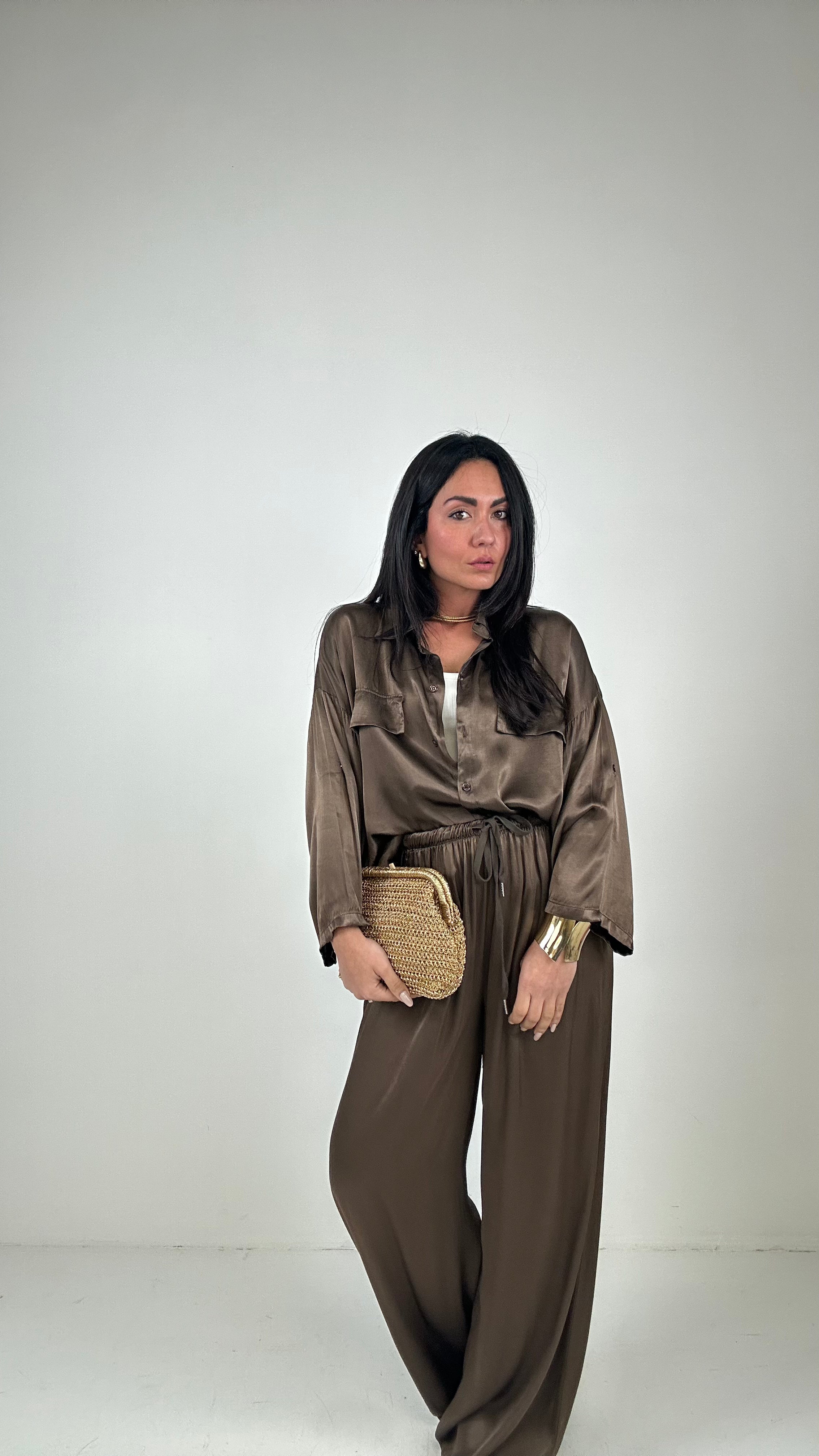 Pantalone SATIN - MARRONE