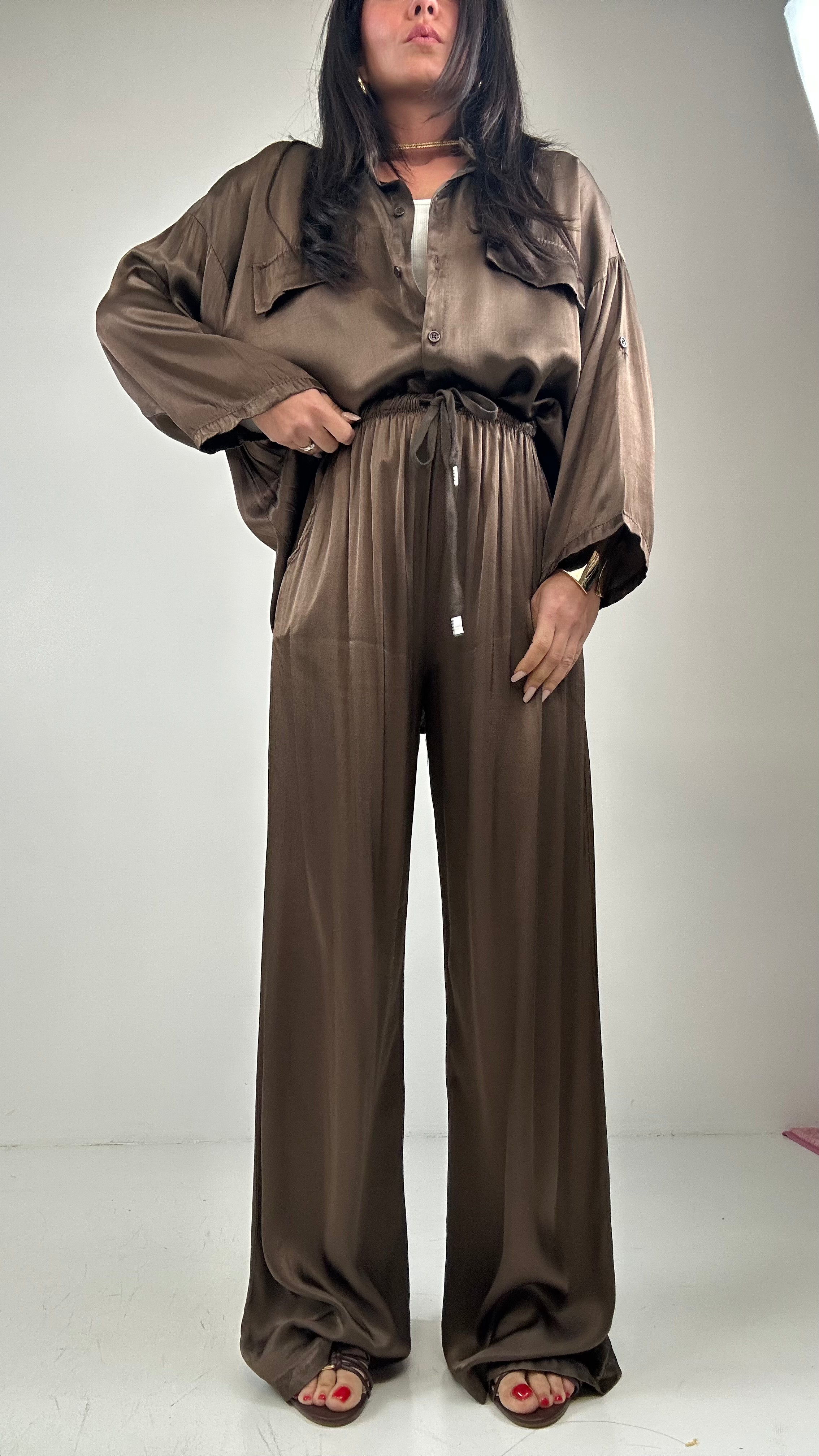 Pantalone SATIN - MARRONE