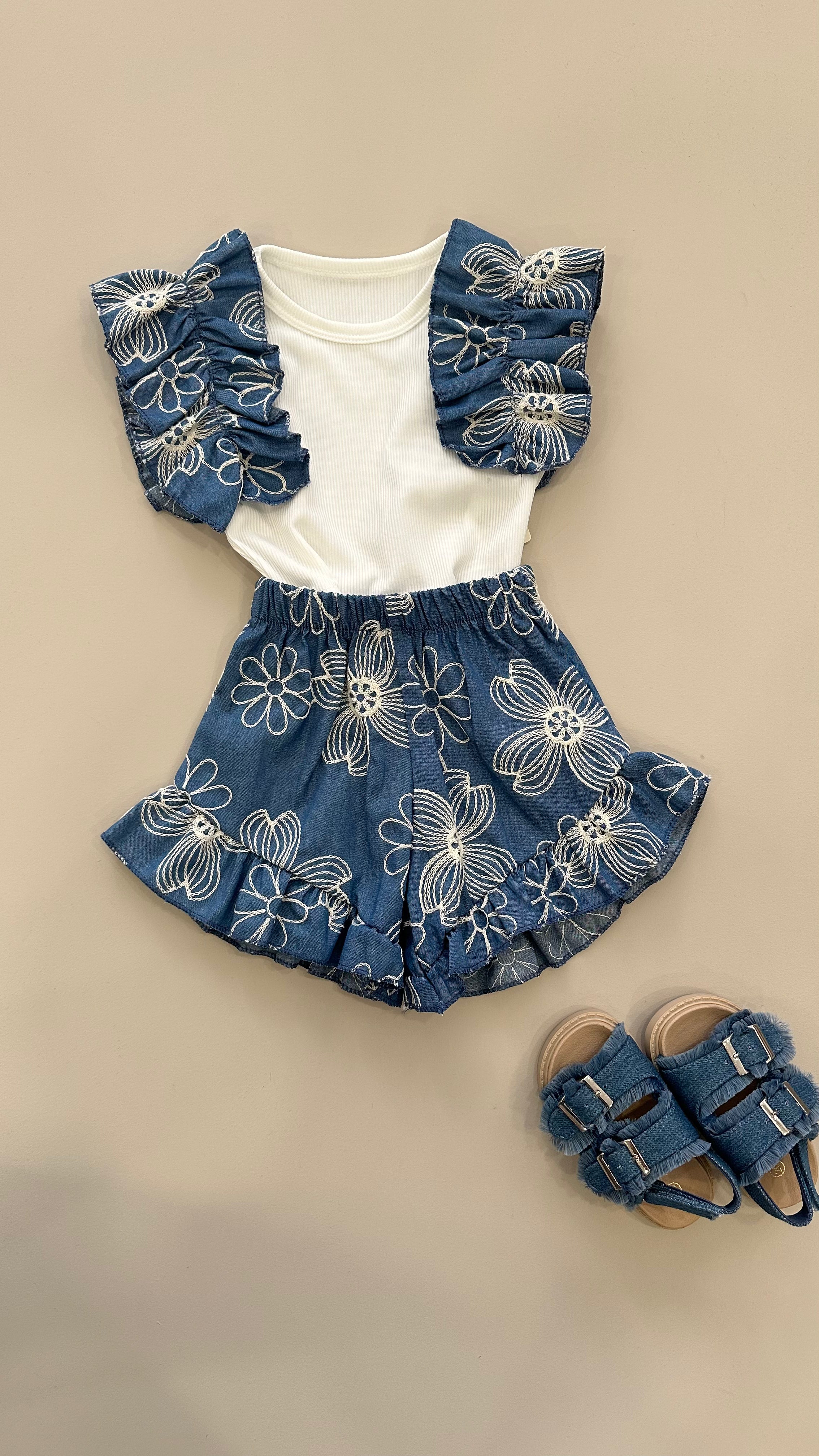 Coordinato FIOR DI JEANS 6-36M - BIANCO