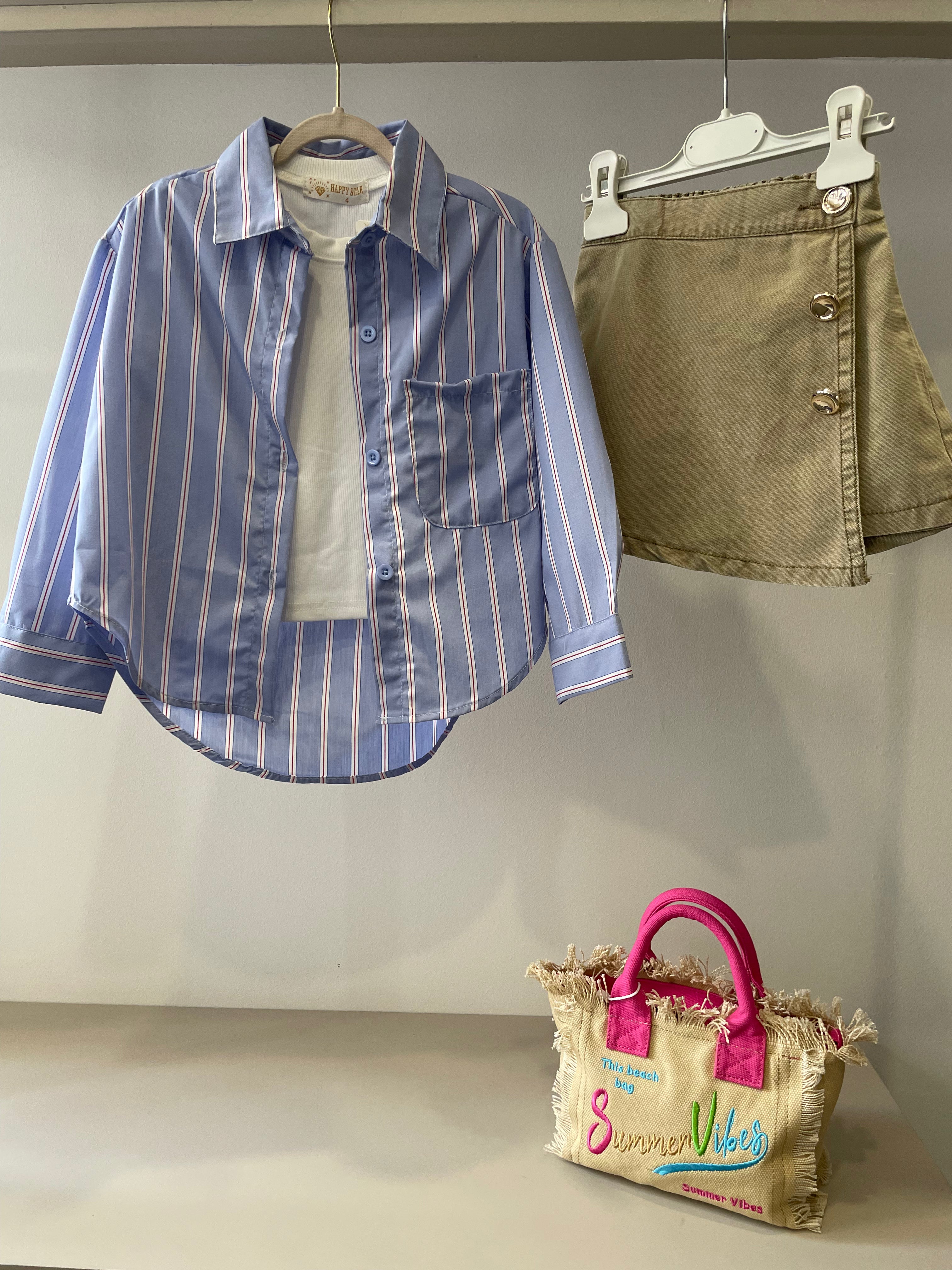 Camicia riga CON MAGLIA 4-14A - CELESTE