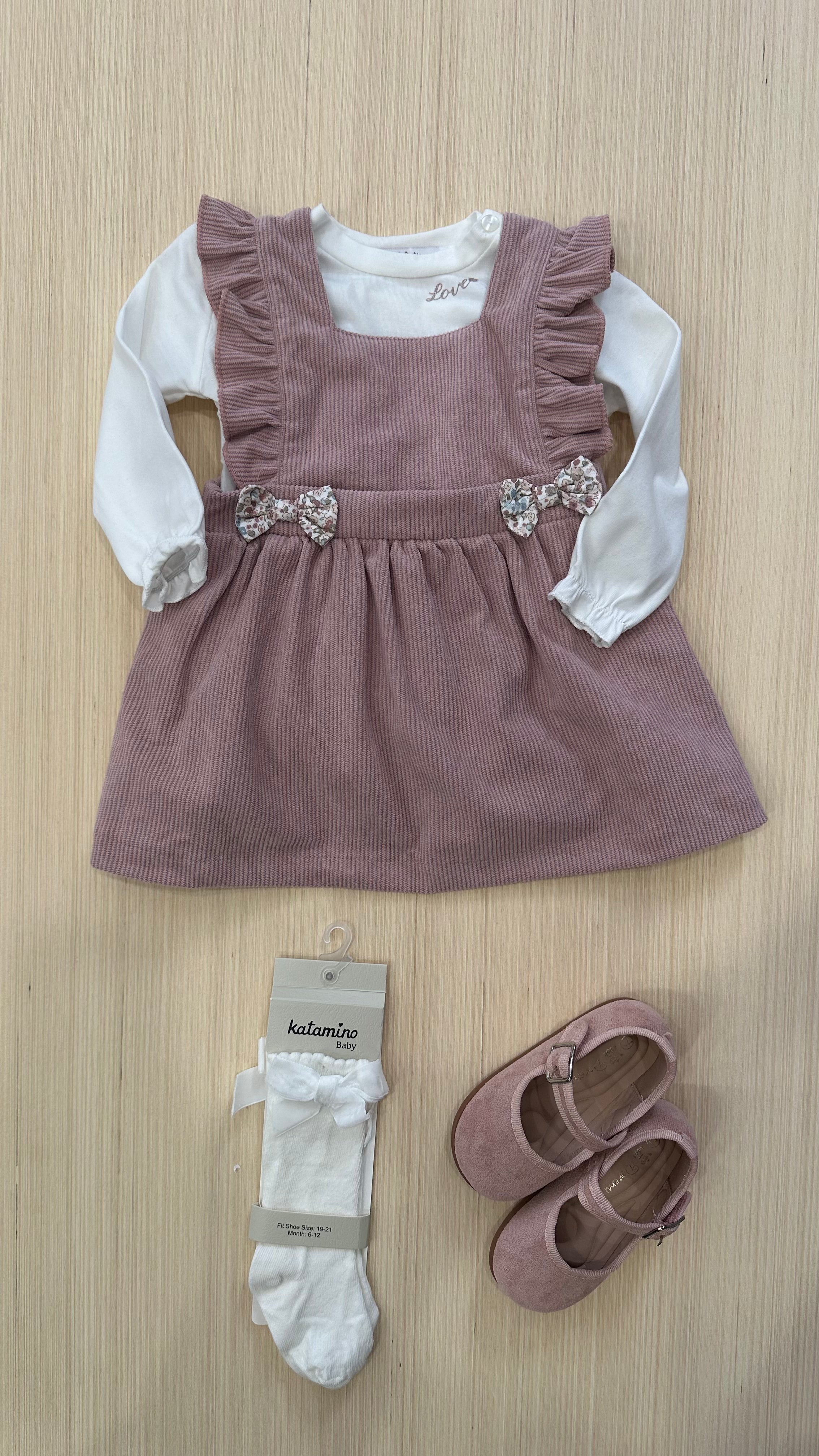 Vestitino IN VELLUTO FIOCCHI 6-24M - ROSA
