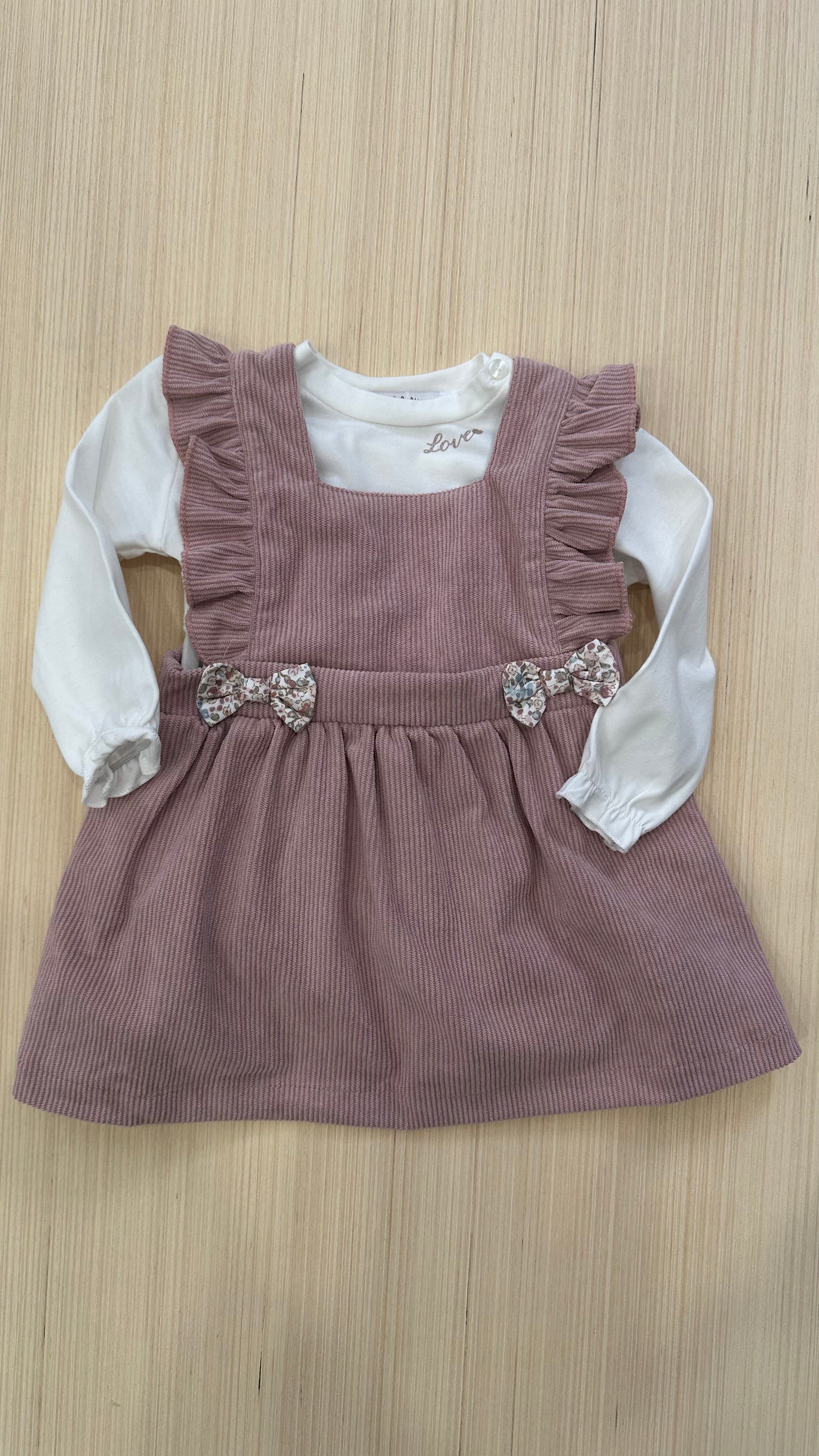 Vestitino IN VELLUTO FIOCCHI 6-24M - ROSA