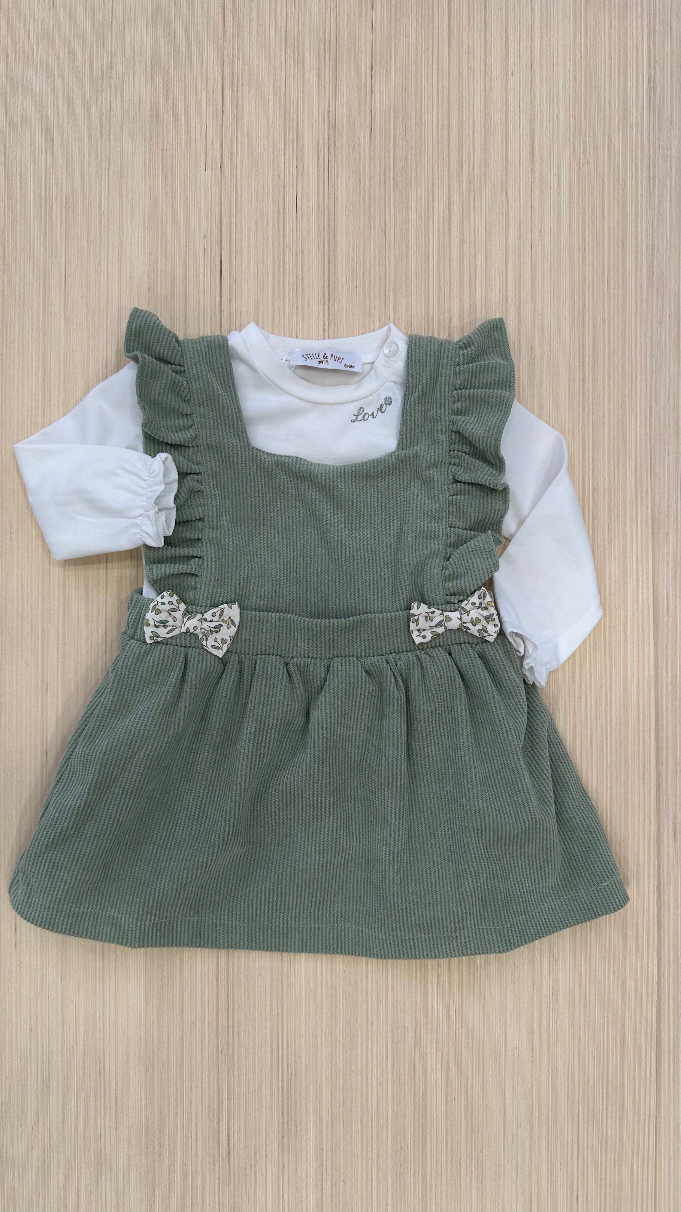 Vestitino IN VELLUTO FIOCCHI 6-24M - VERDE