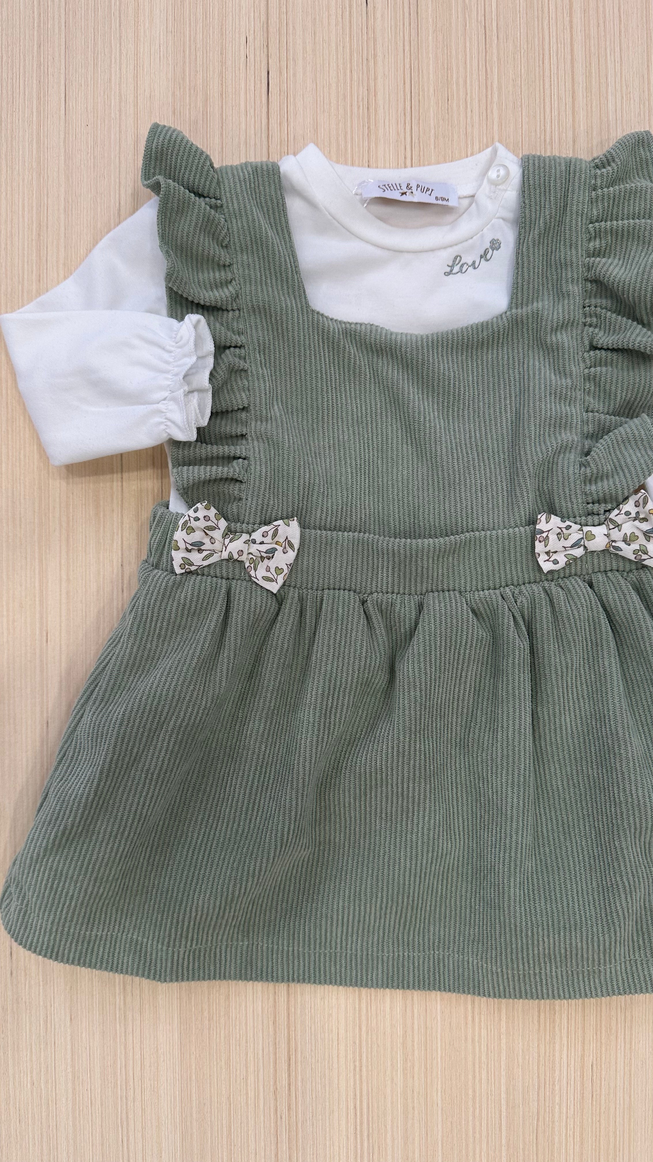 Vestitino IN VELLUTO FIOCCHI 6-24M - VERDE