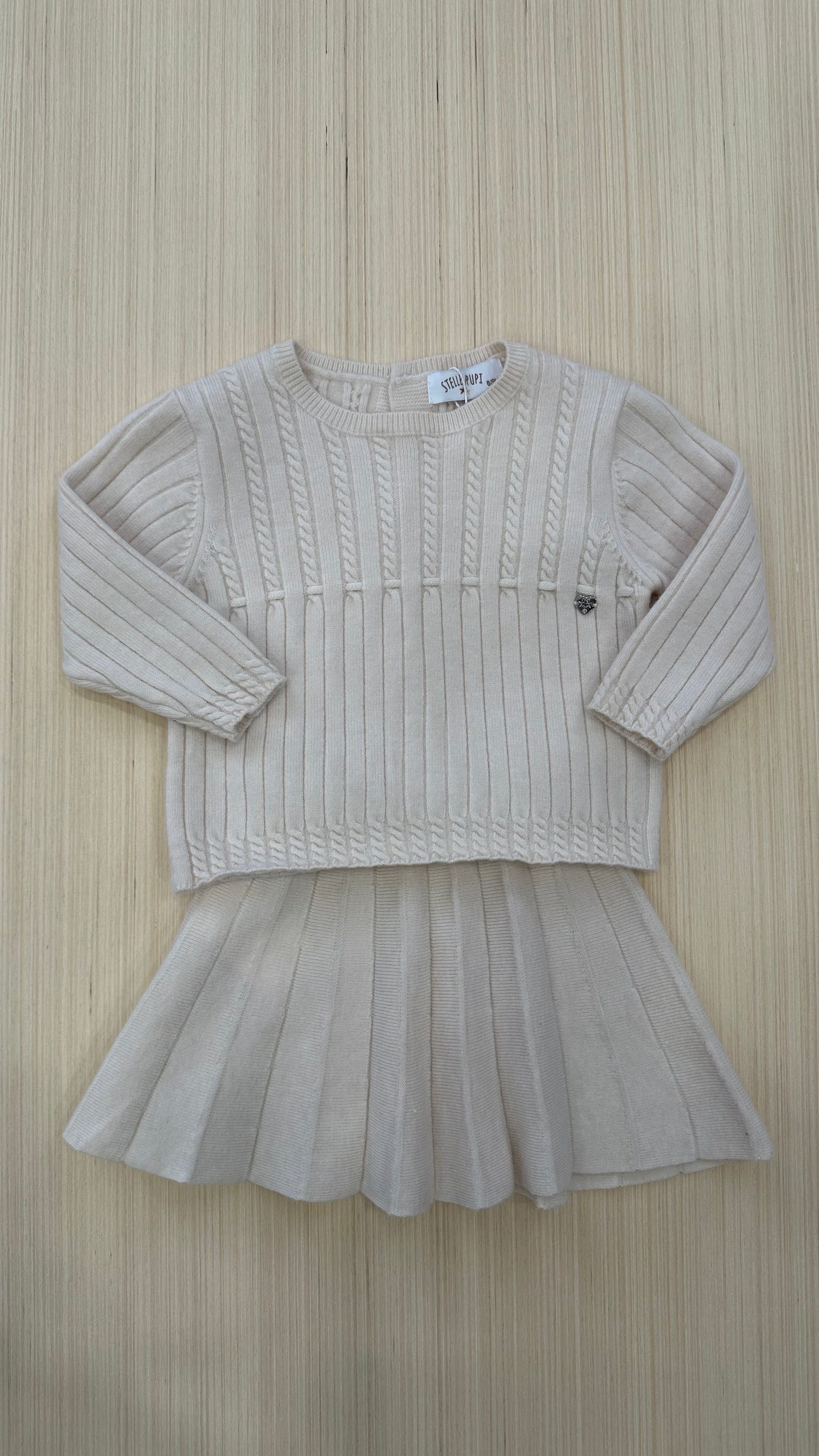 Coordinato IN MAGLIA TRECCIA 6-24M - PANNA
