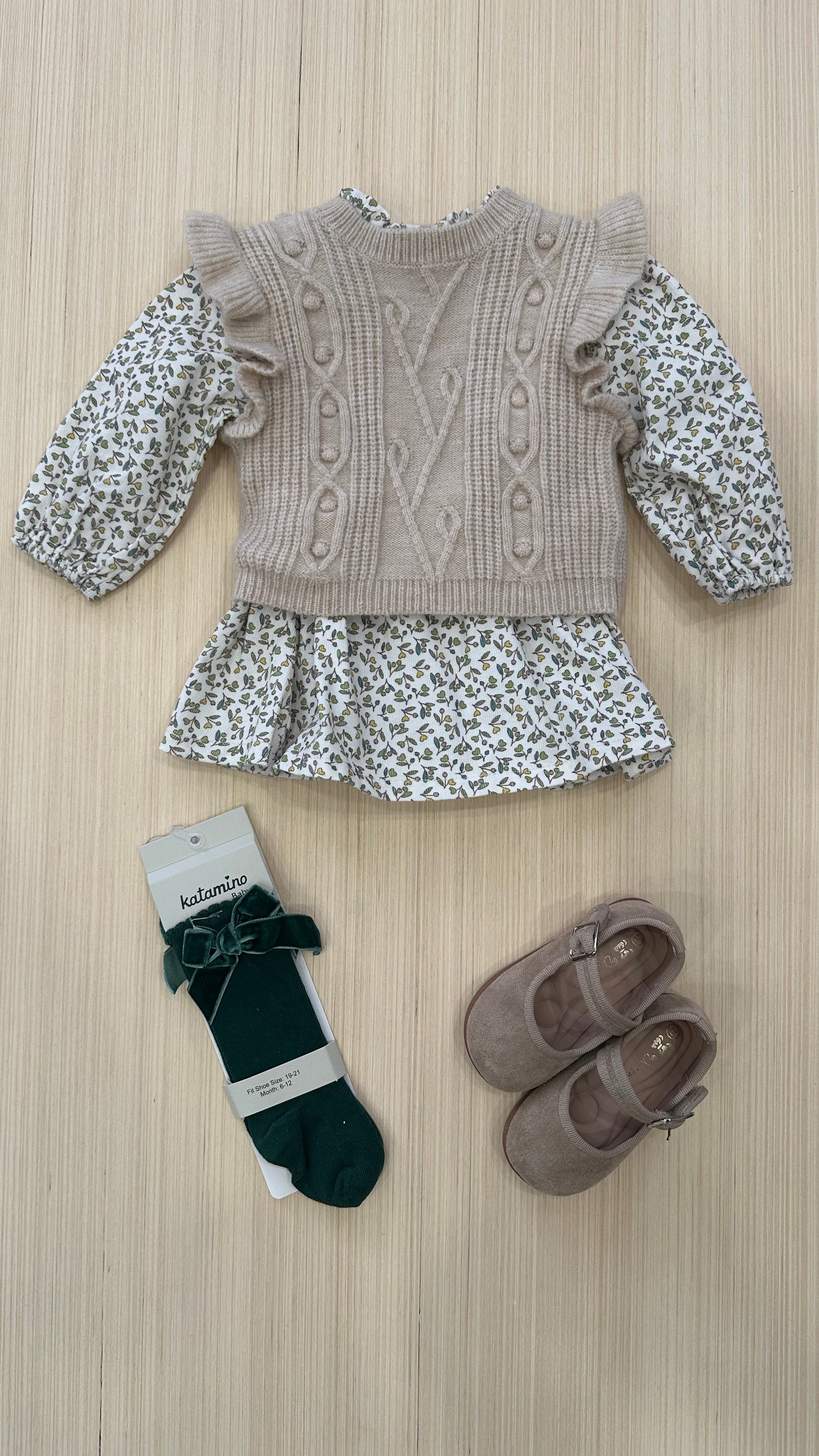 Vestitino CON GILET 3-18M - BEIGE
