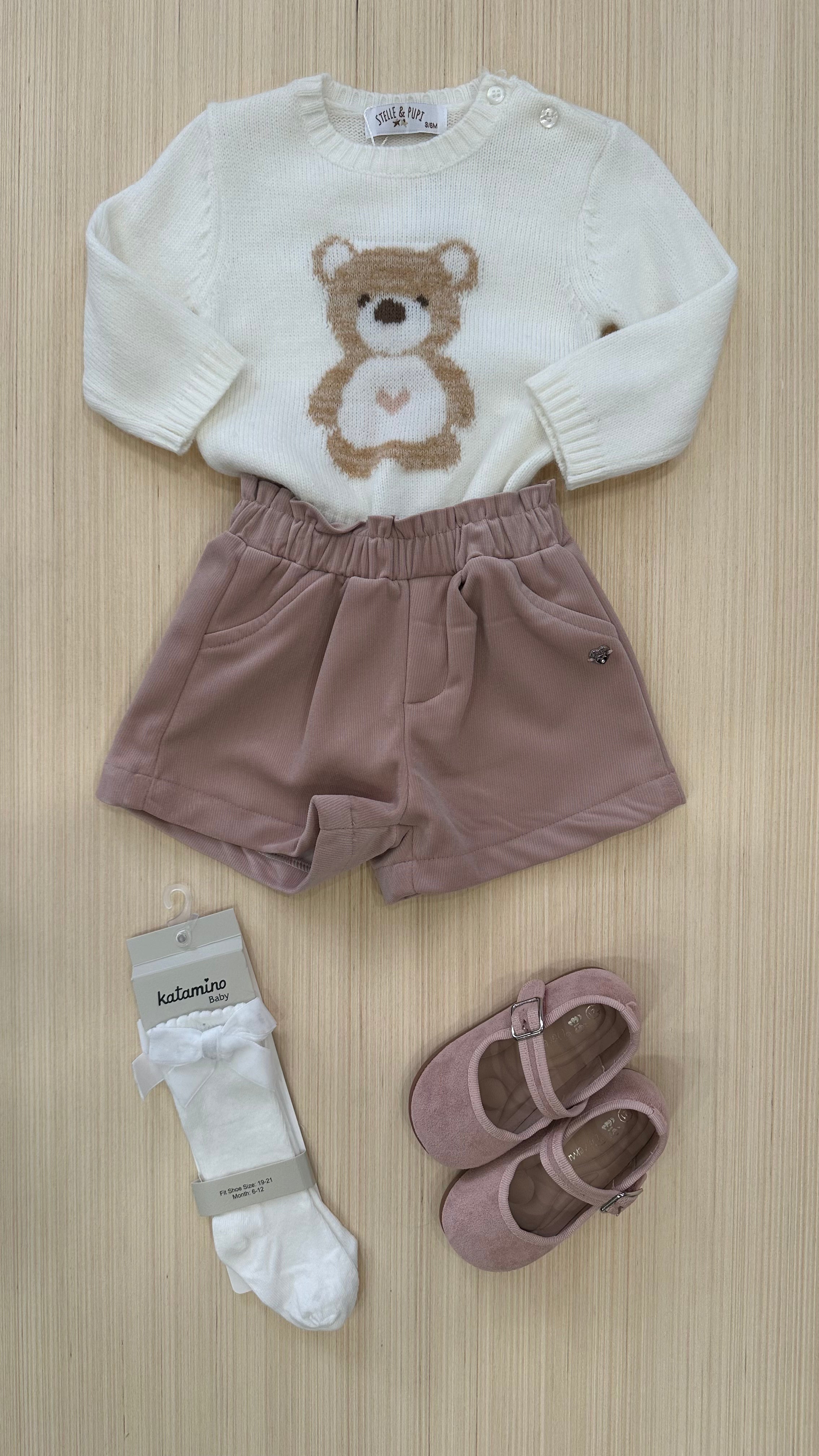 Completo ORSETTO VELLUTO 3-18M - PANNA