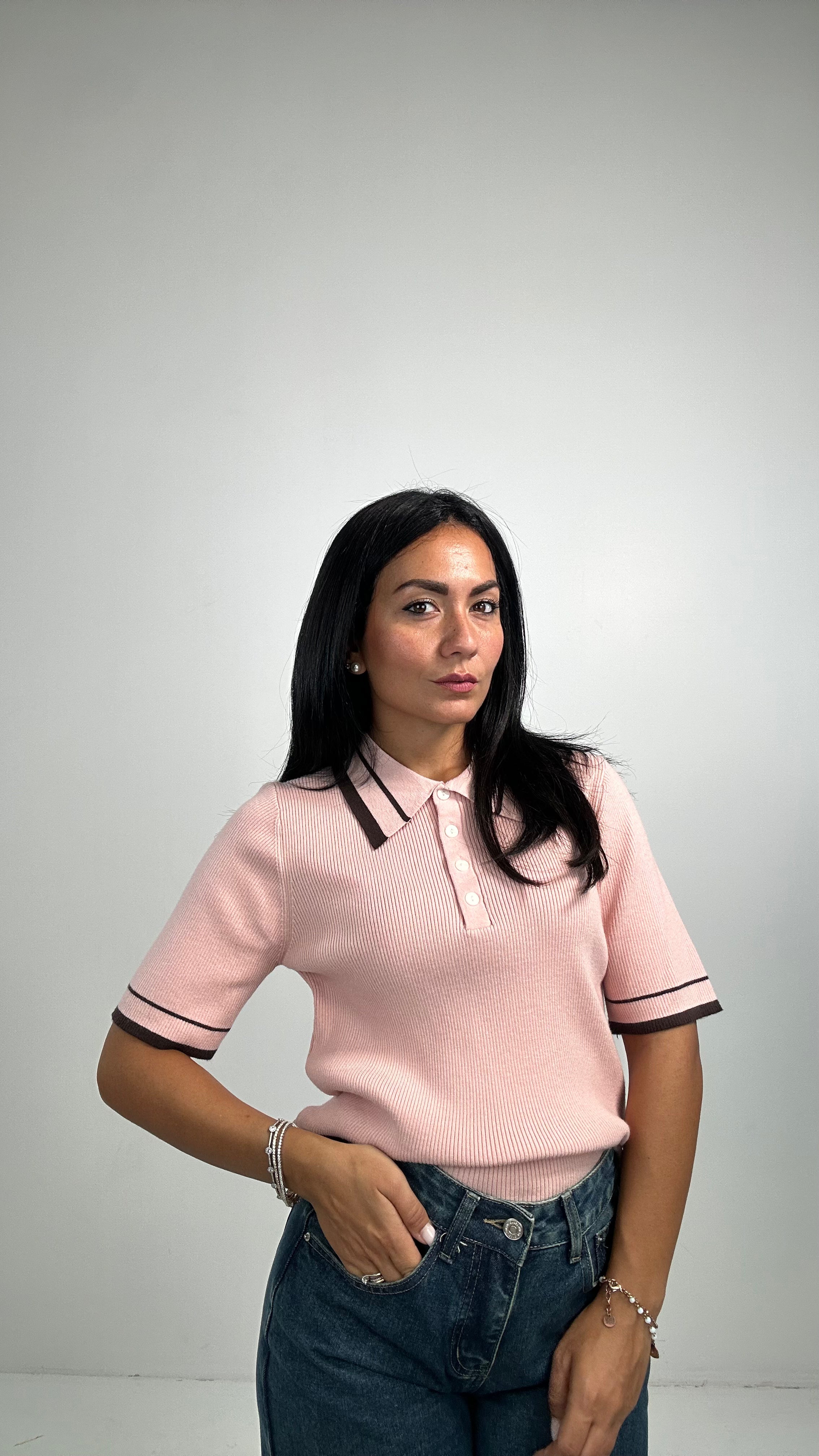 Polo IN MAGLIA BORDO - ROSA