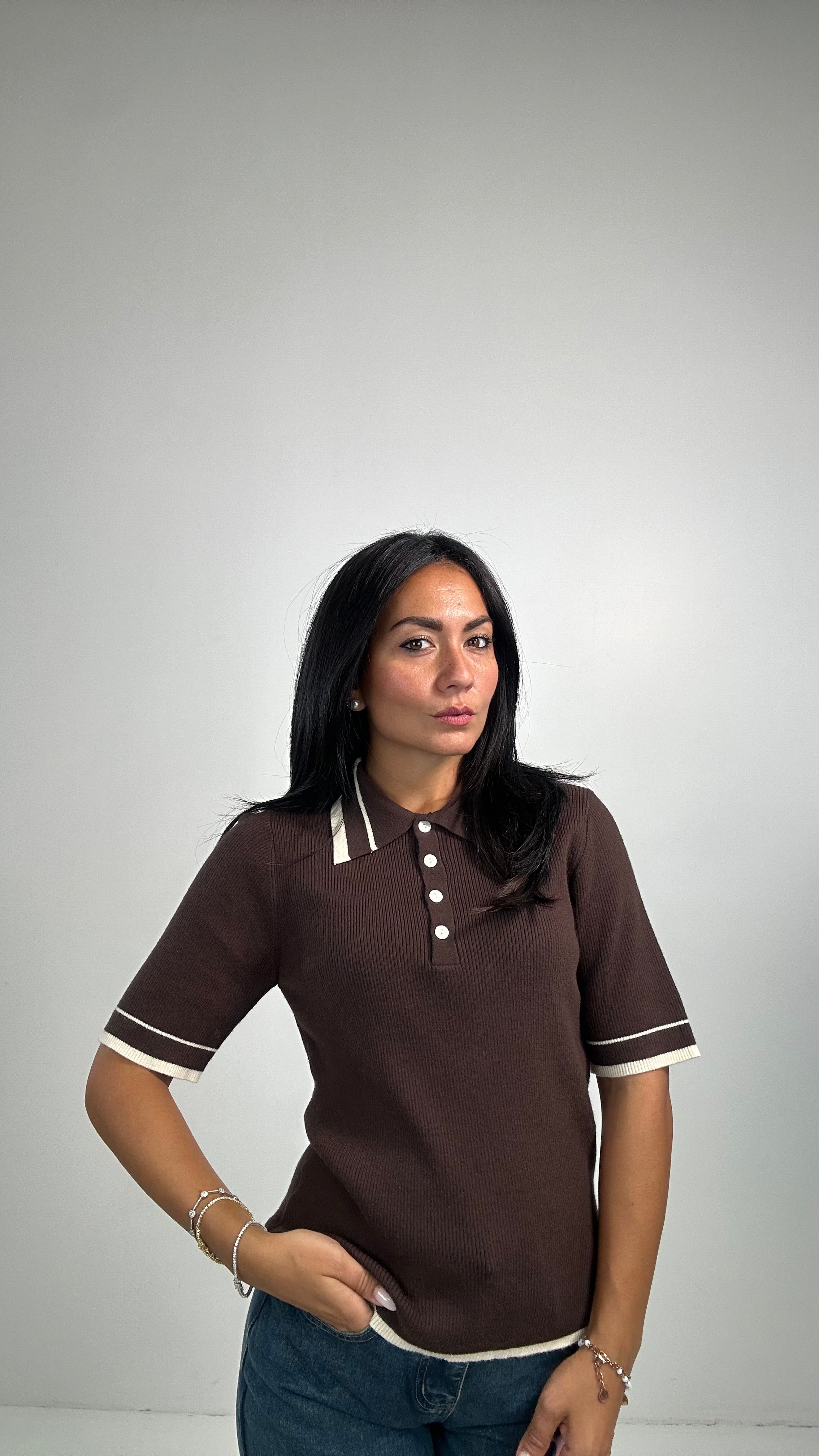 Polo IN MAGLIA BORDO - MARRONE