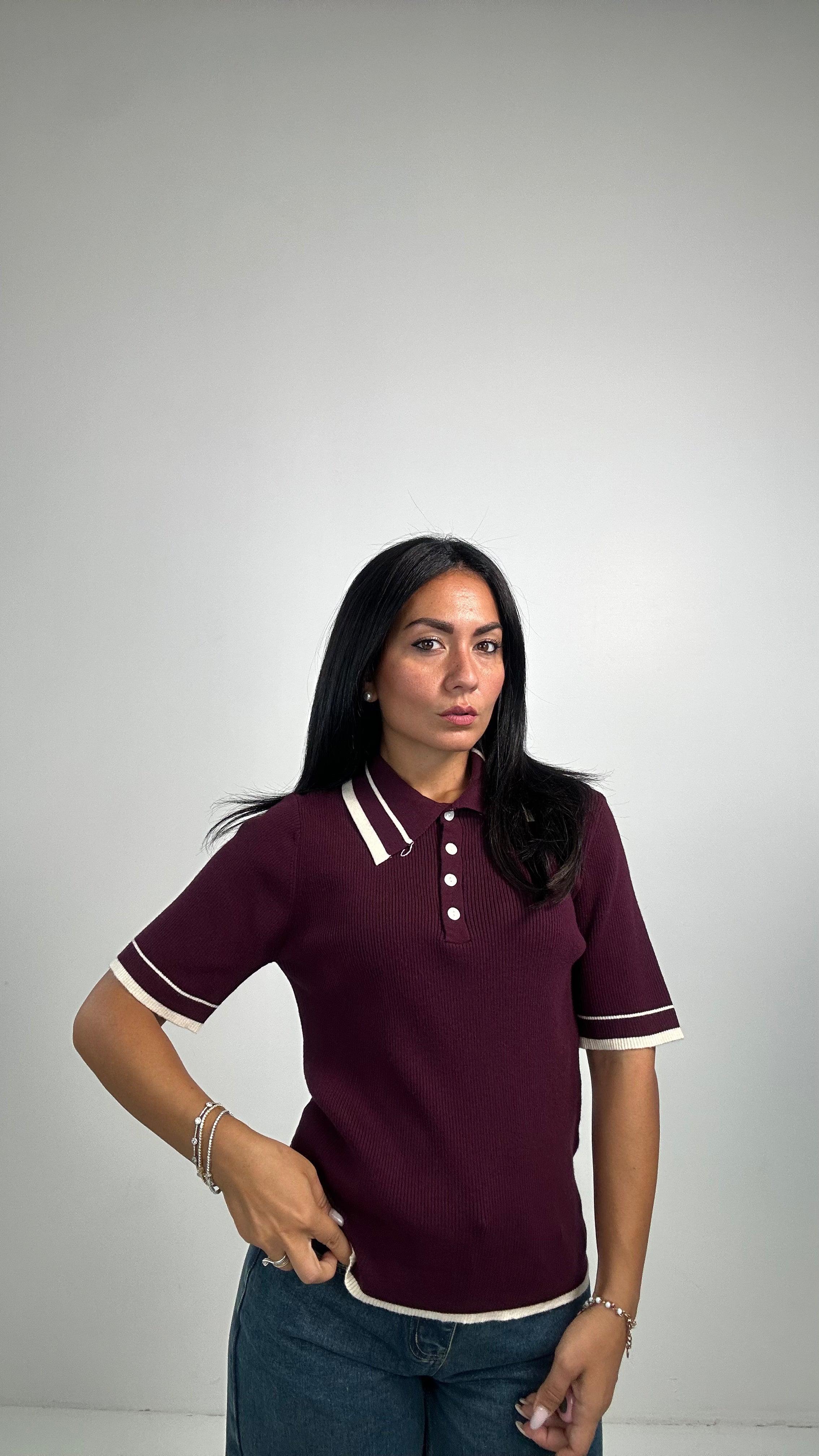Polo IN MAGLIA BORDO - BORDEAUX