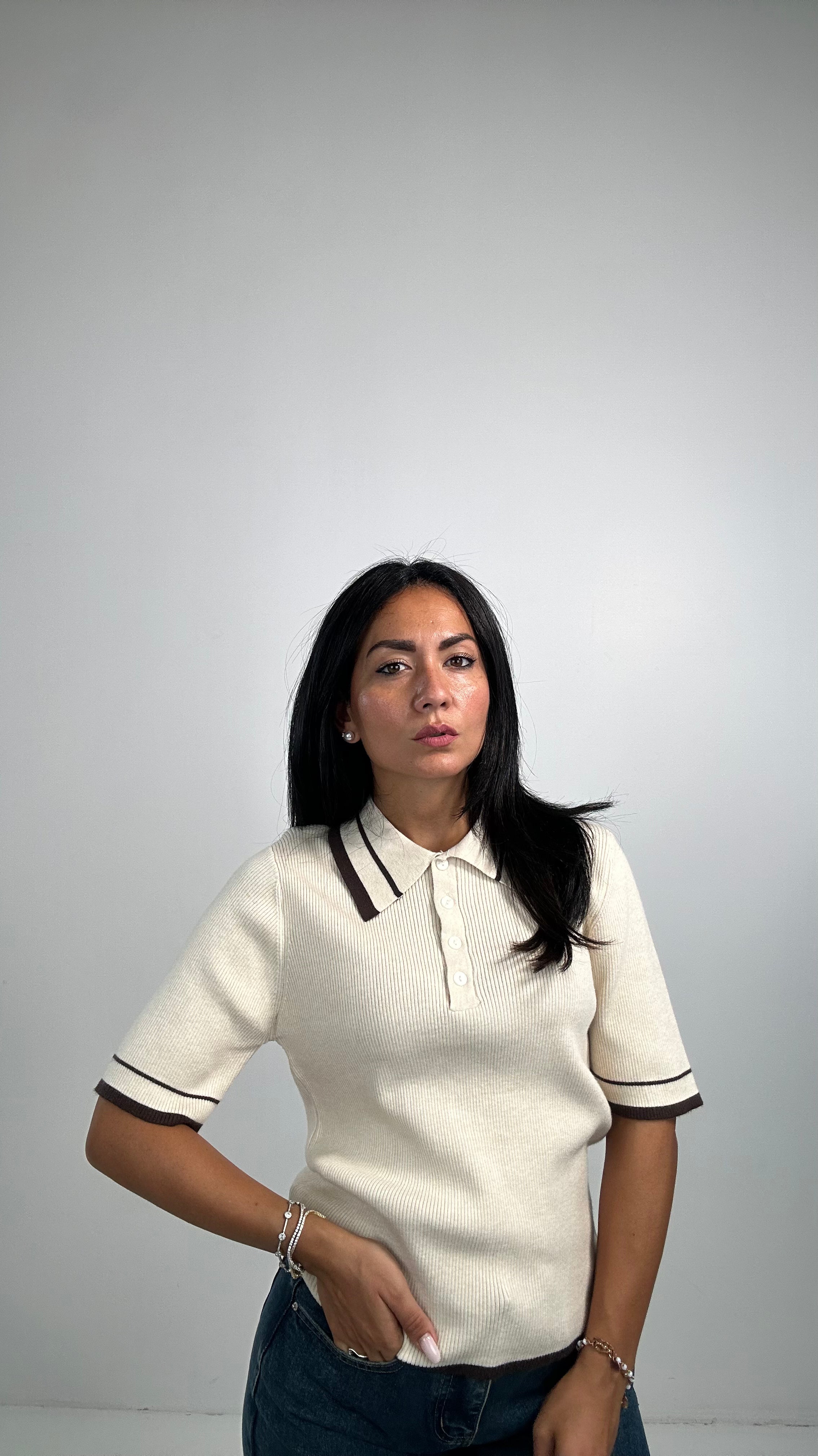 Polo IN MAGLIA BORDO - PANNA