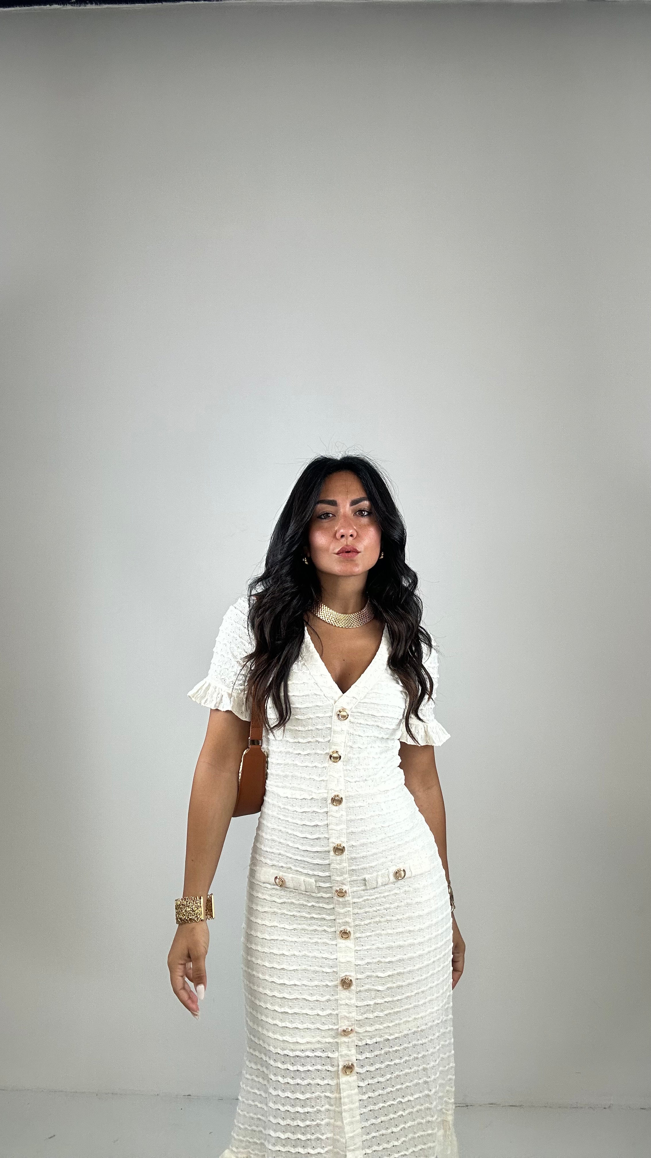Vestito BOTTONCINI ORO - PANNA