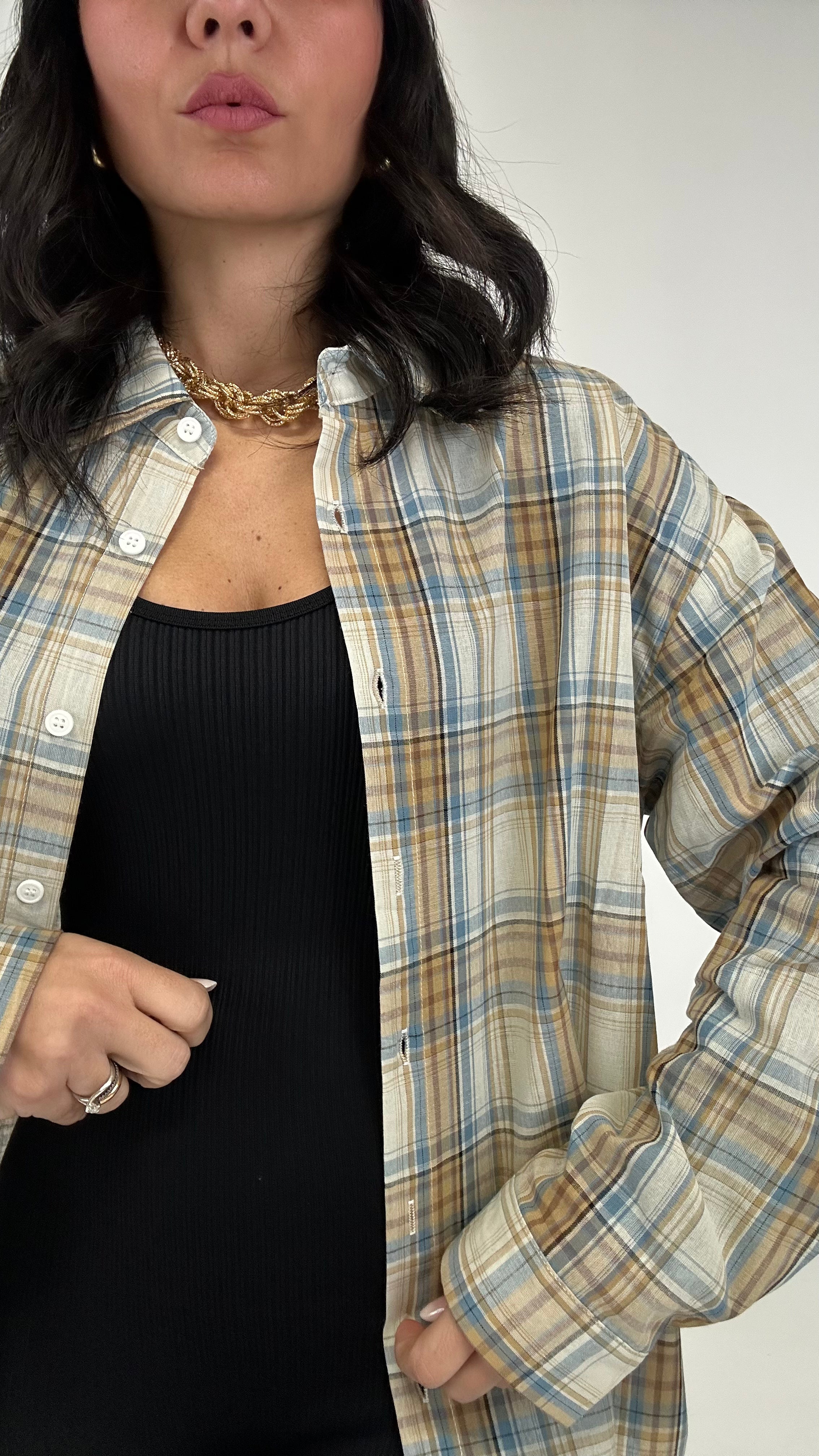 Camicia QUADRONI SPRING - AZZURRO