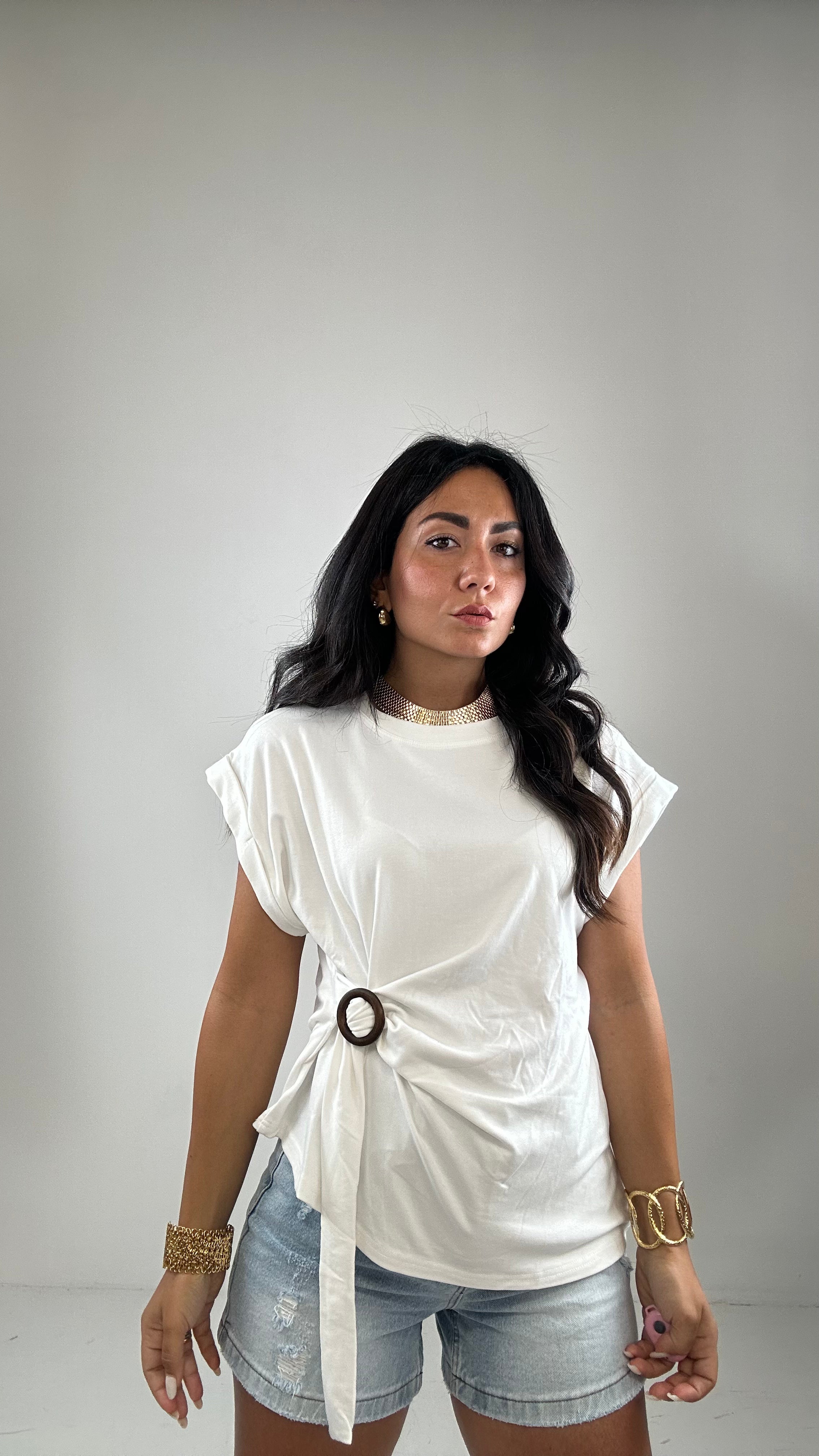 T-shirt NODO LEGNO - BIANCO