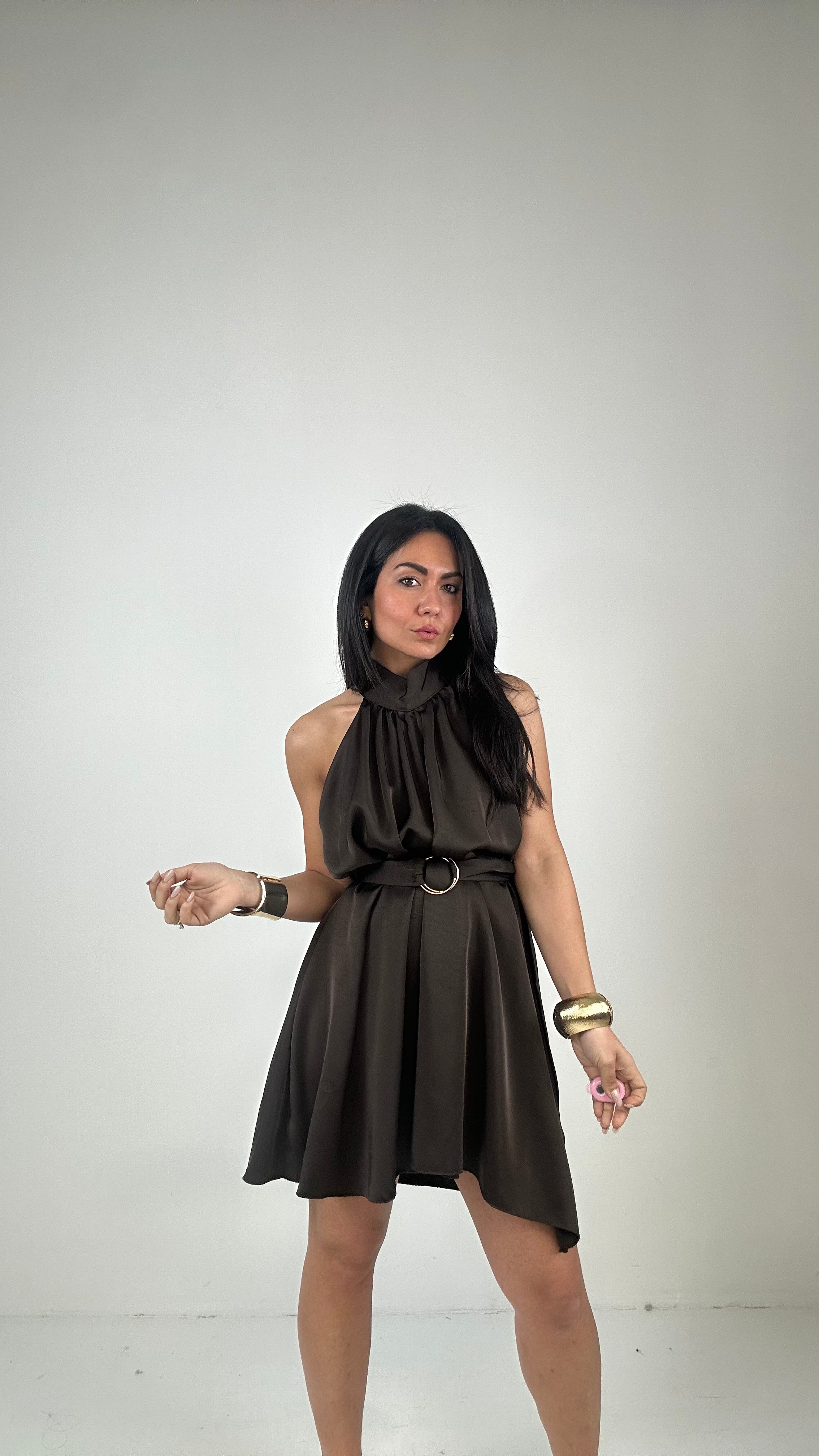 Vestito TUTINA SATIN - MARRONE