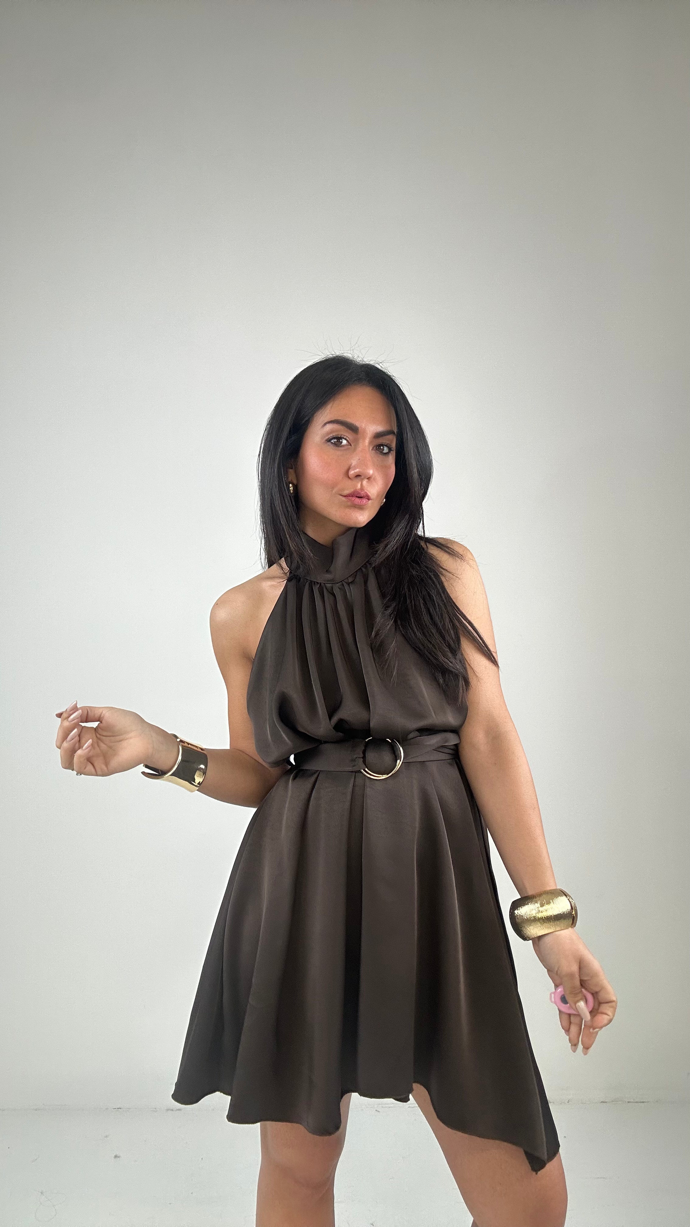 Vestito TUTINA SATIN - MARRONE
