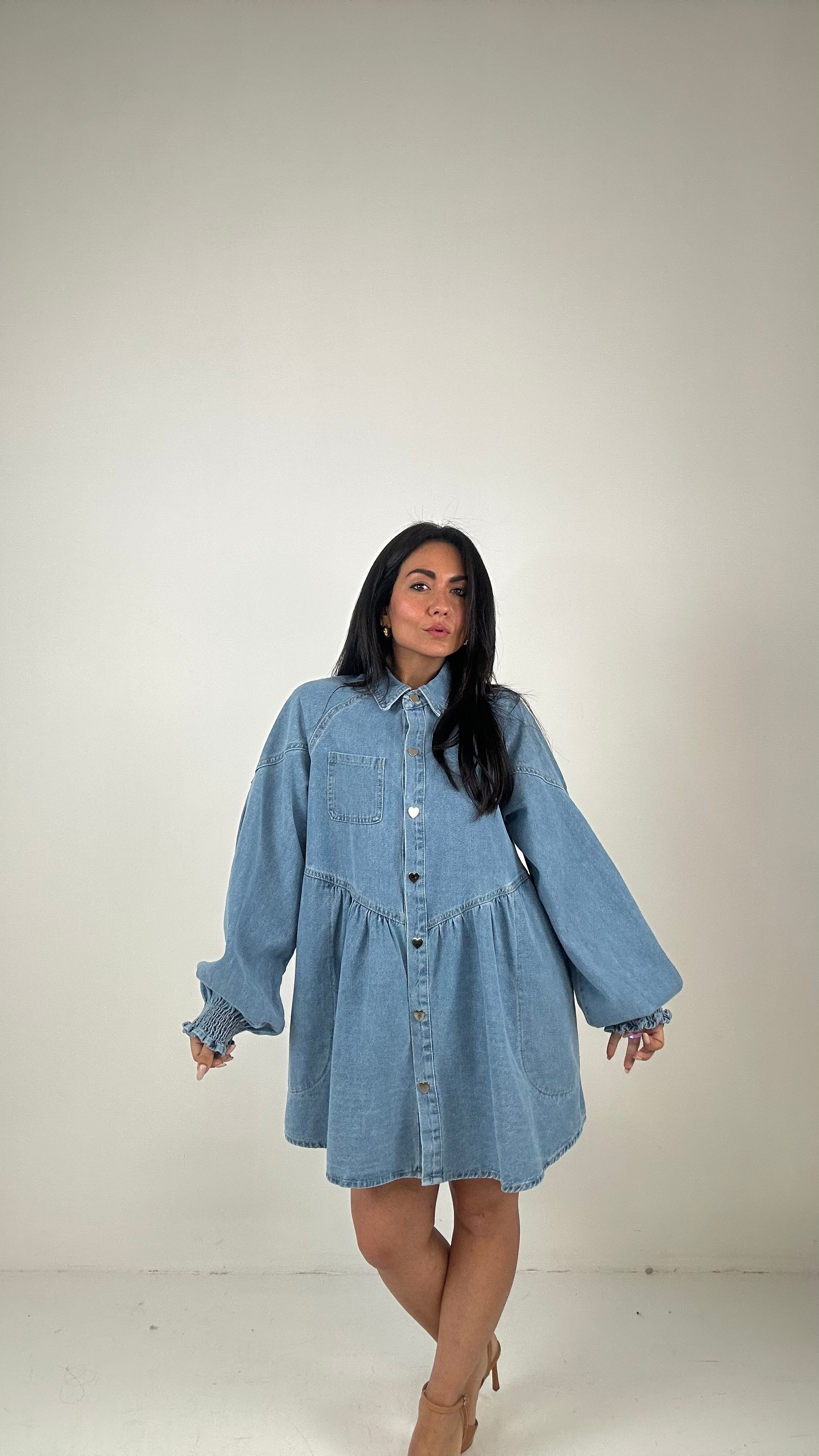 Abitino BOTTONE CUORE - JEANS