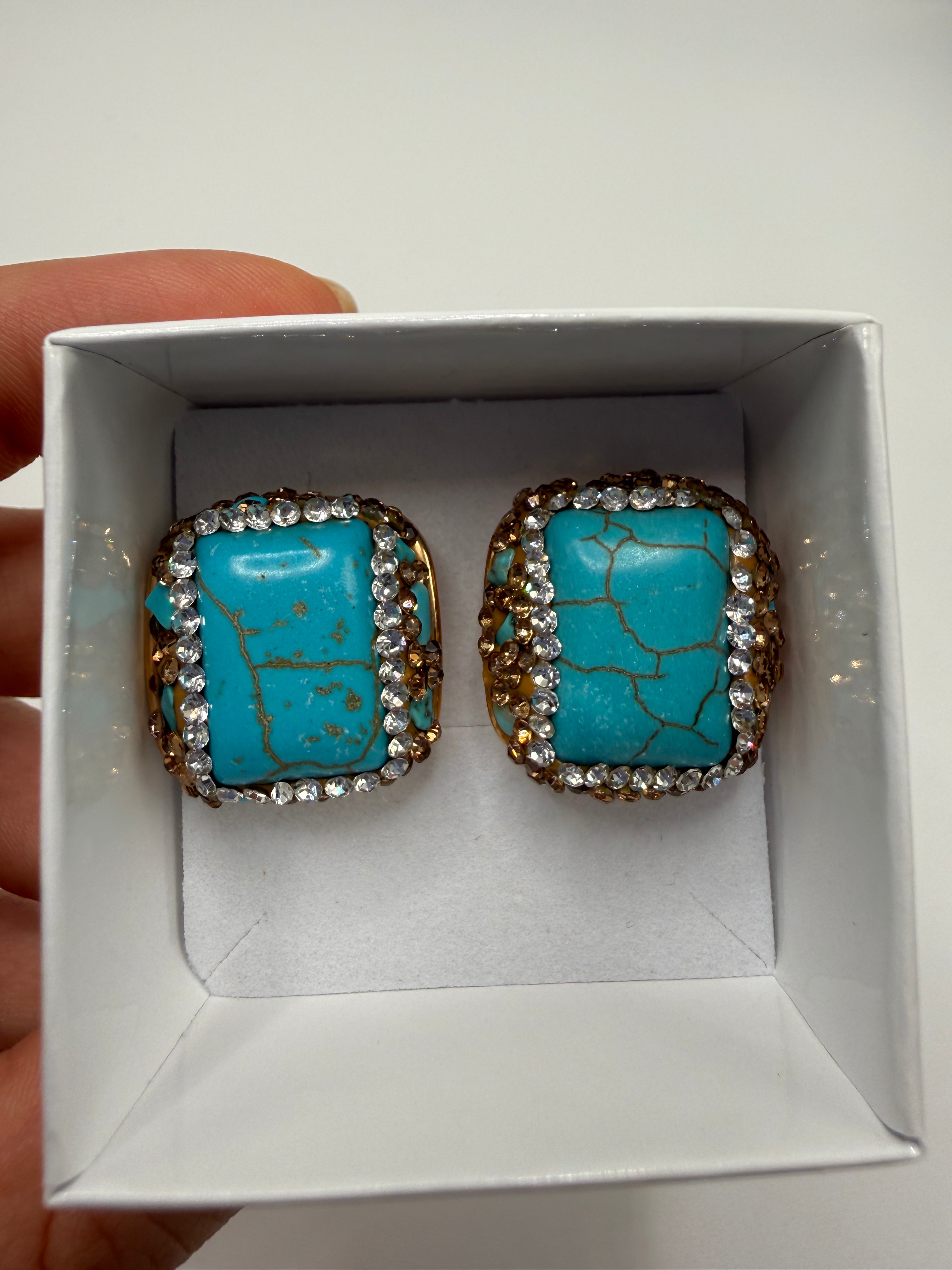 Orecchino PIETRA STRASS - TURCHESE