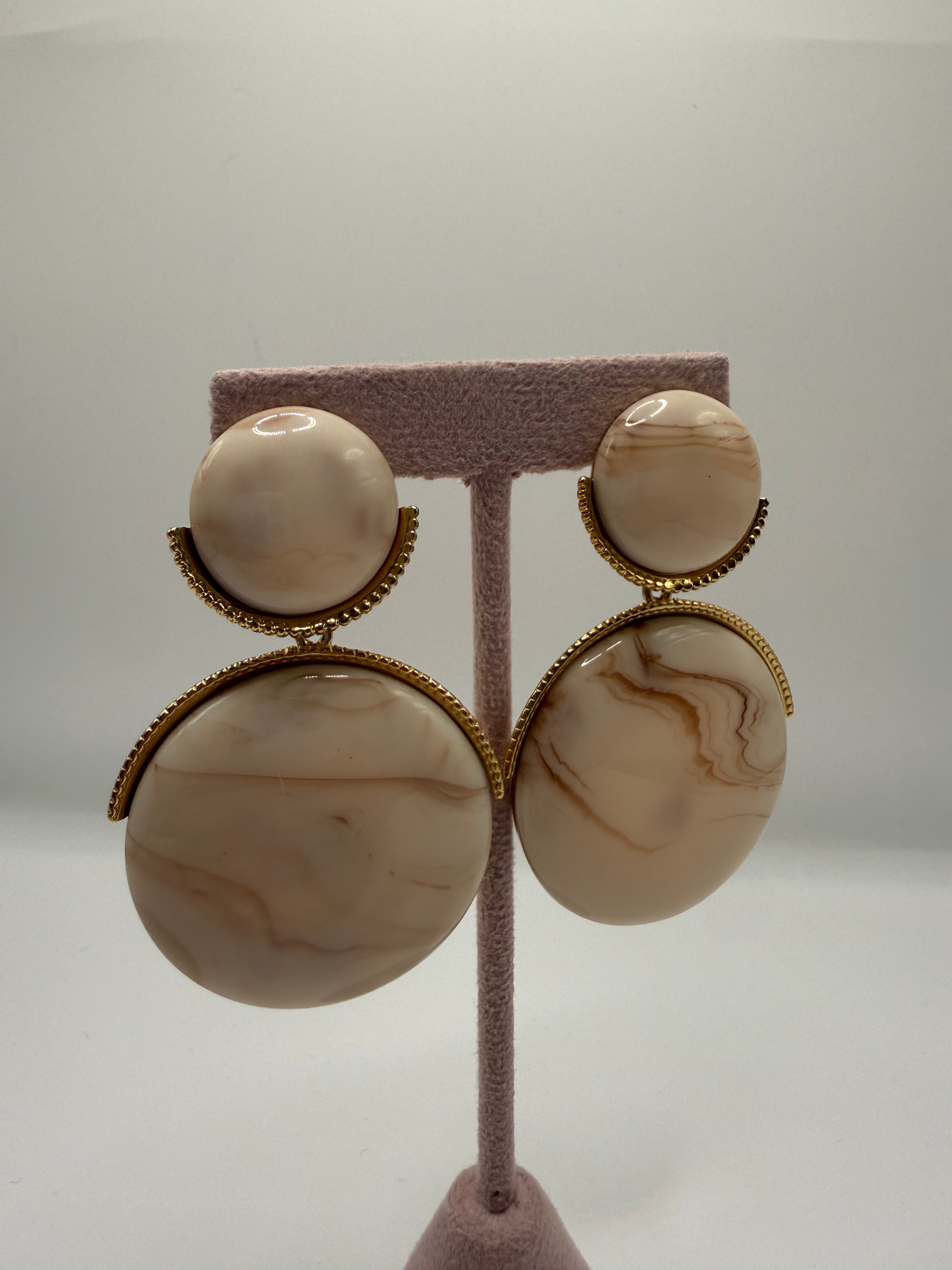 Orecchino DOPPIA PIETRA - BIANCO