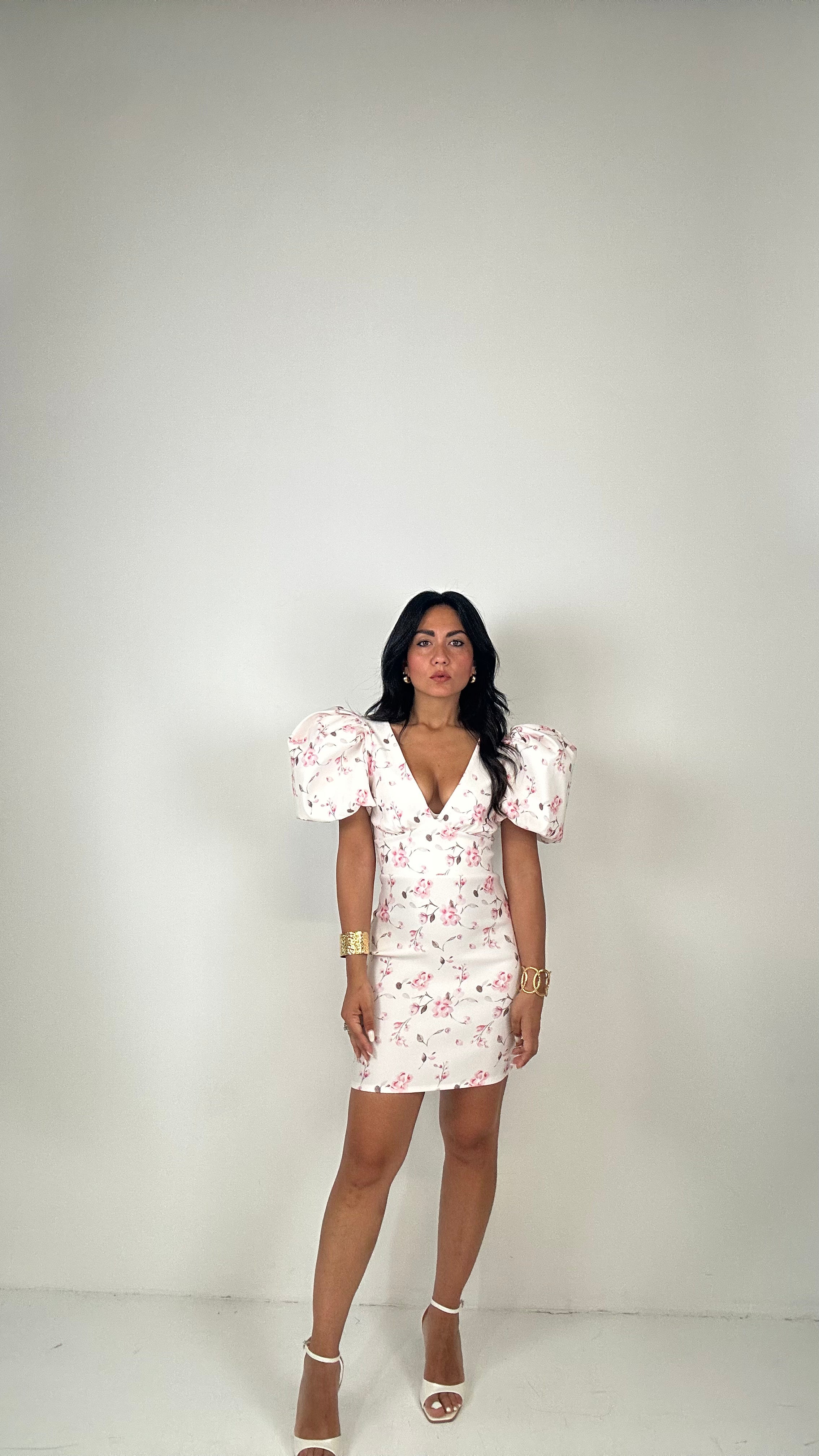 Vestito FIORELLINO MANICA AMPIA - BIANCO