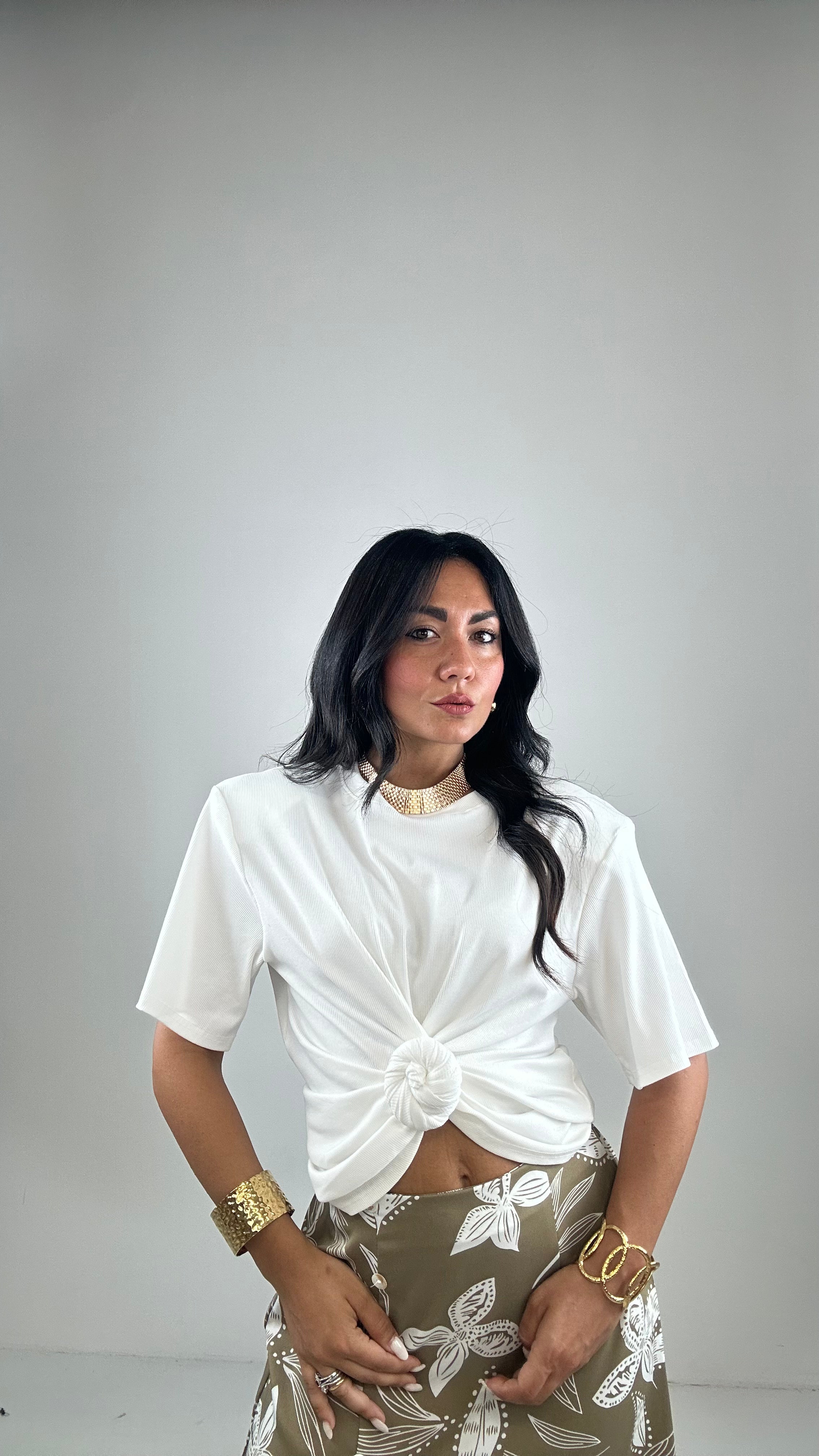 T-shirt A COSTINE CON NODO - BIANCO