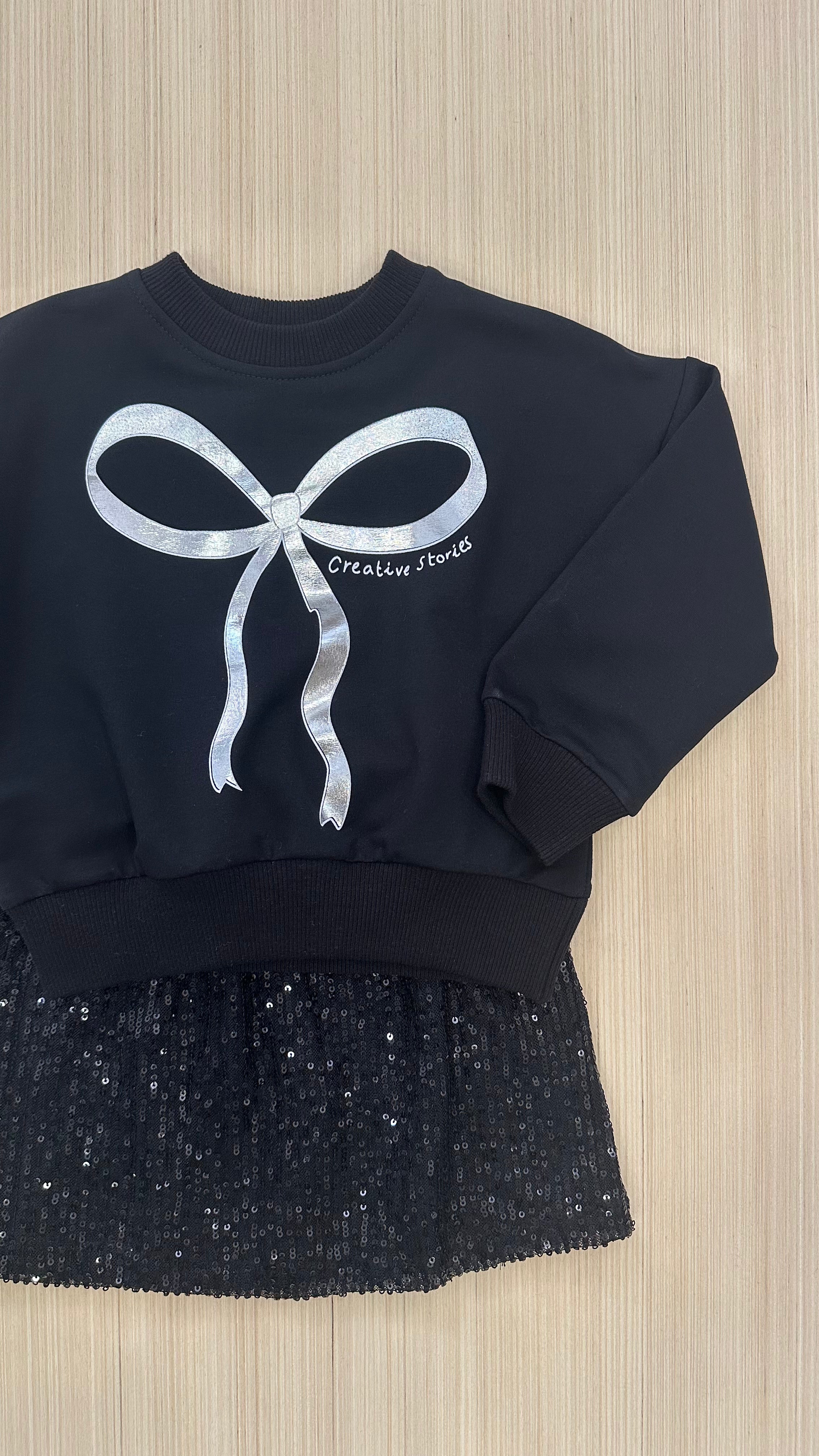 Completo FELPA E GONNA PAILLETTES - NERO