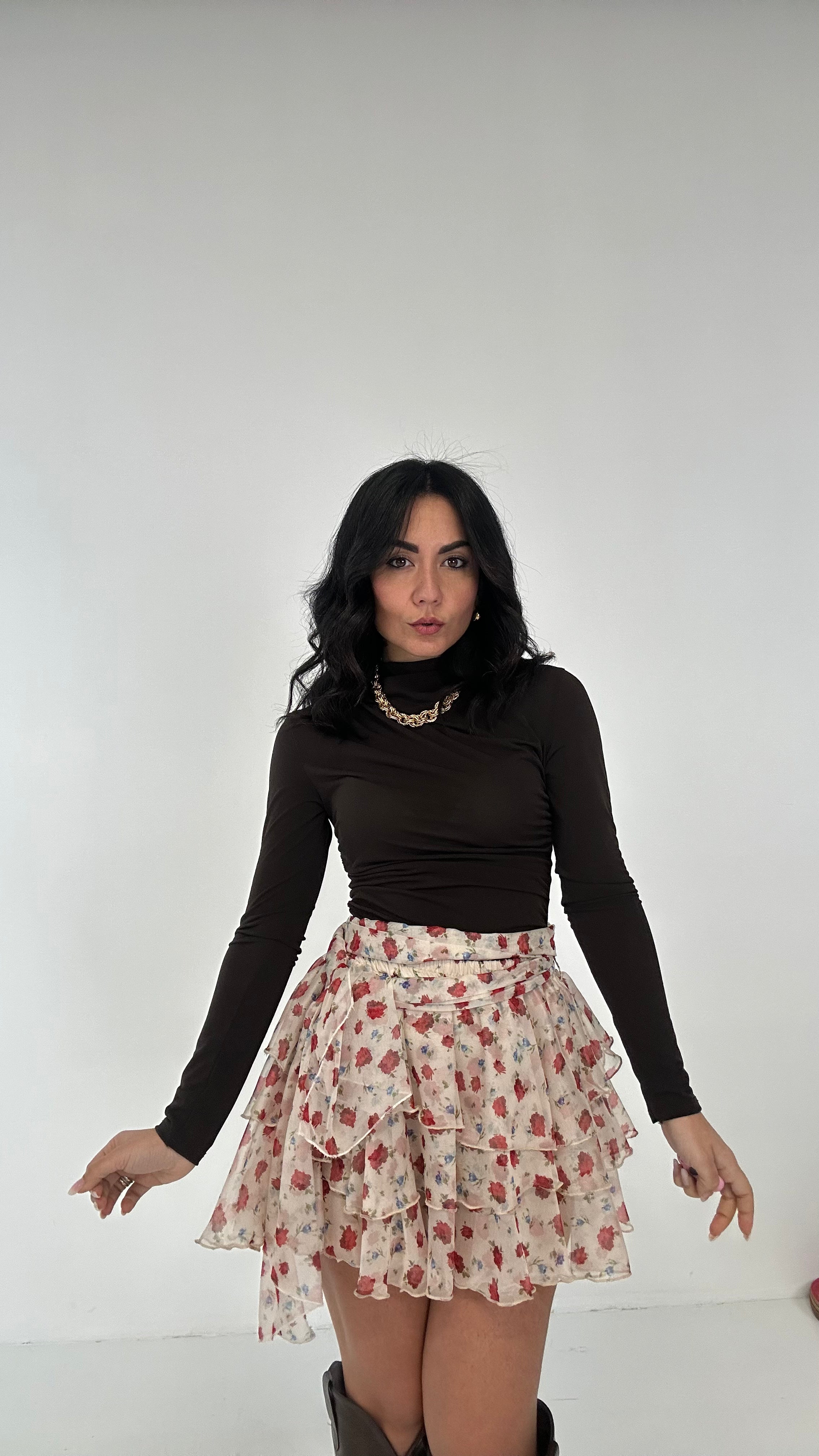 Gonna LUMINA FIORELLINI - BIANCO