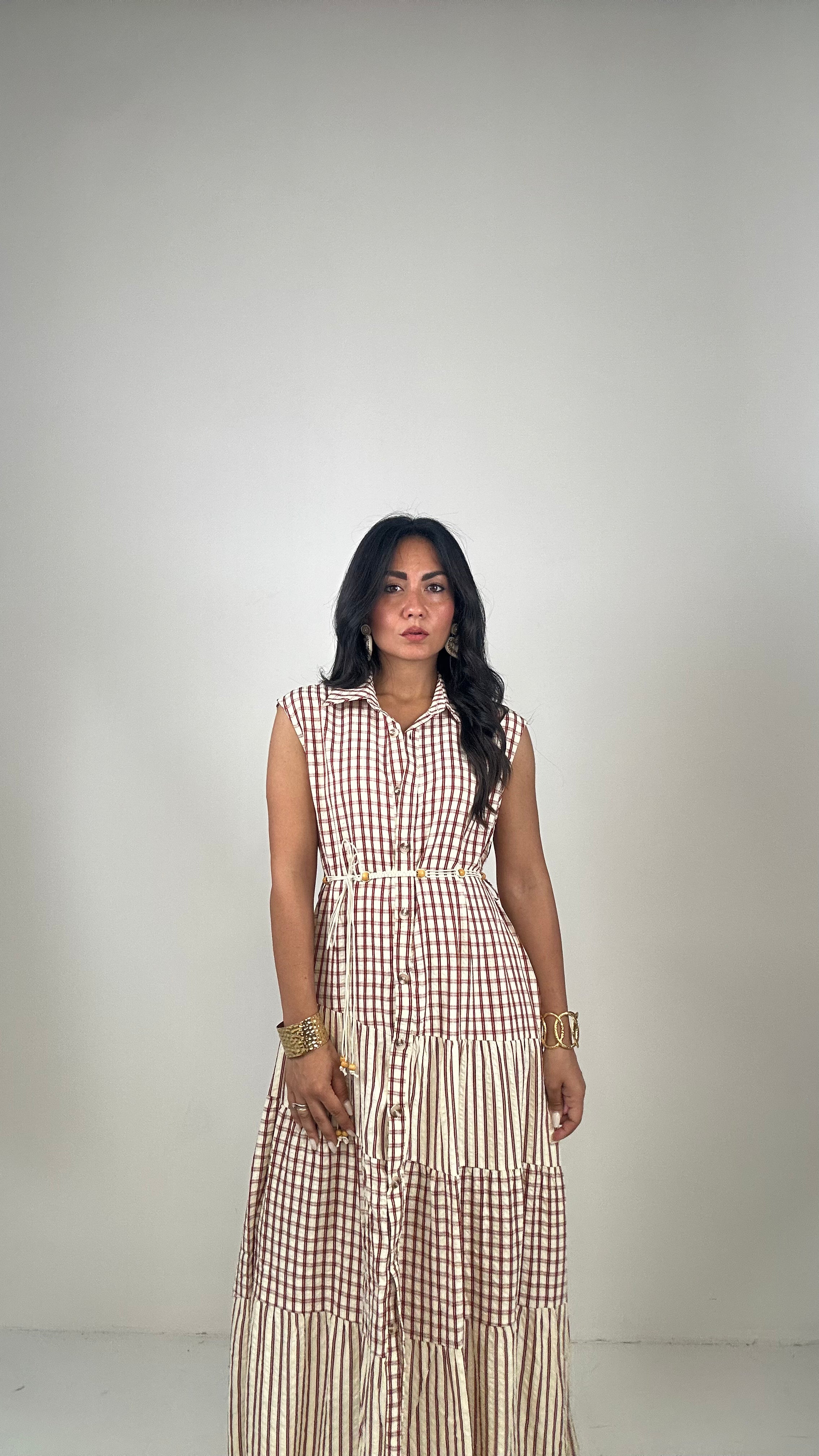 Vestito CAMICIONE QUDRETTI - ROSSO