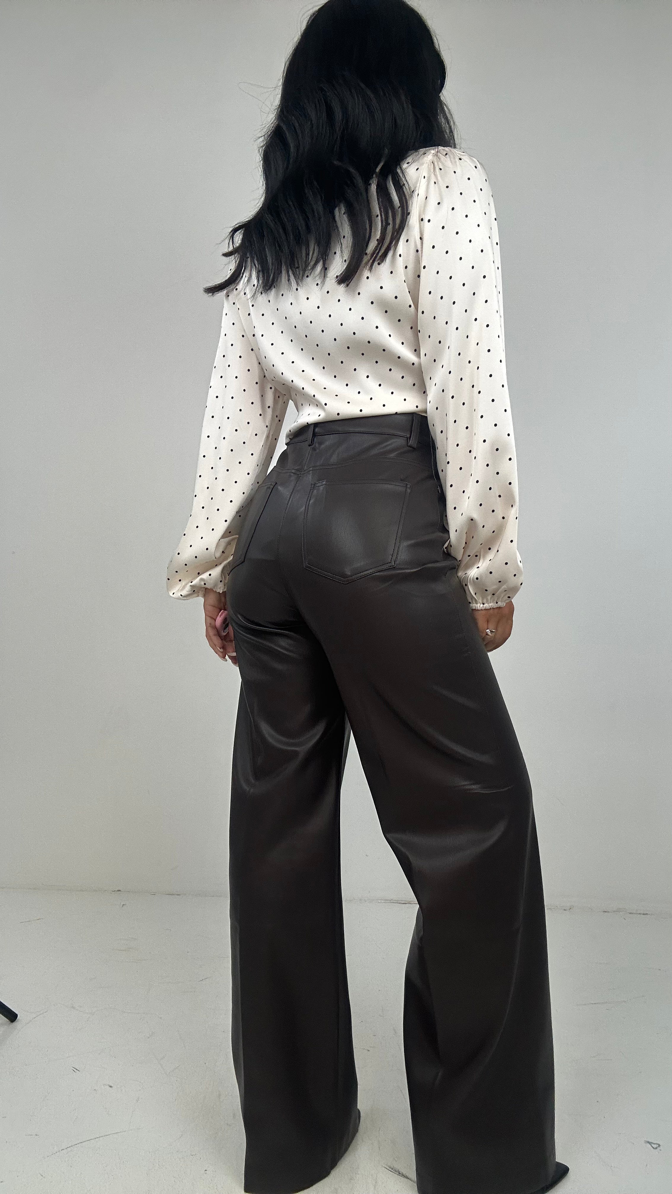 Pantalone ECOPELLE LARGE - MARRONE