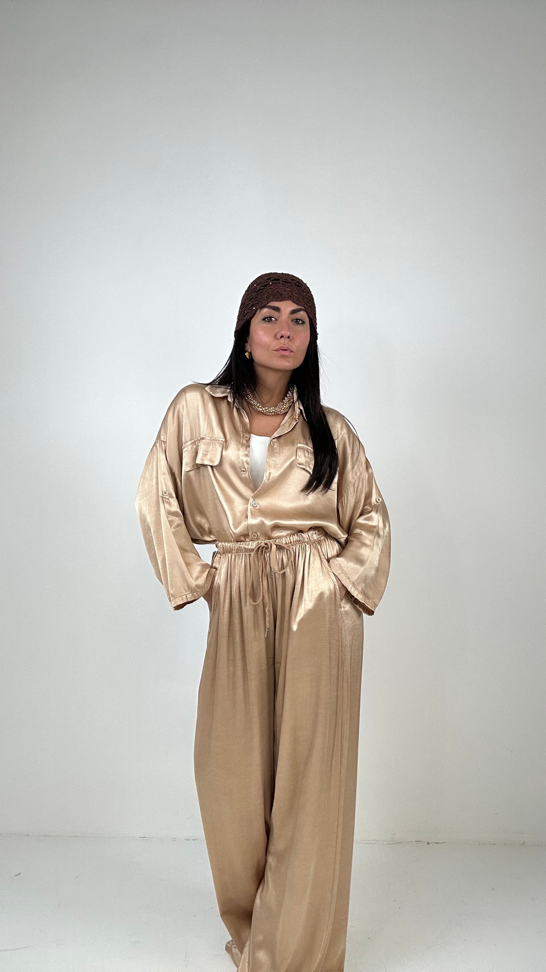 Camicia SATIN - BEIGE