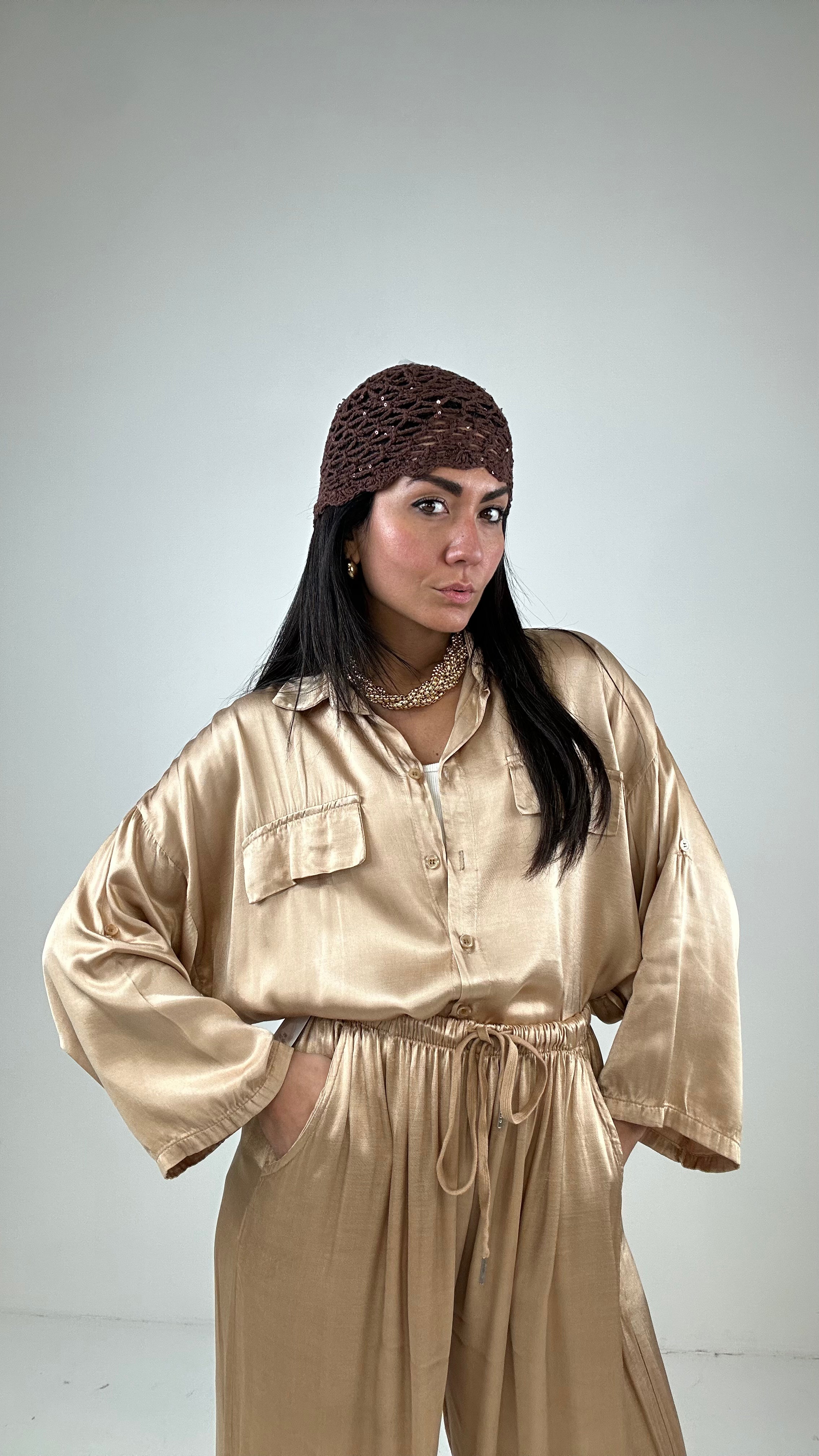 Camicia SATIN - BEIGE