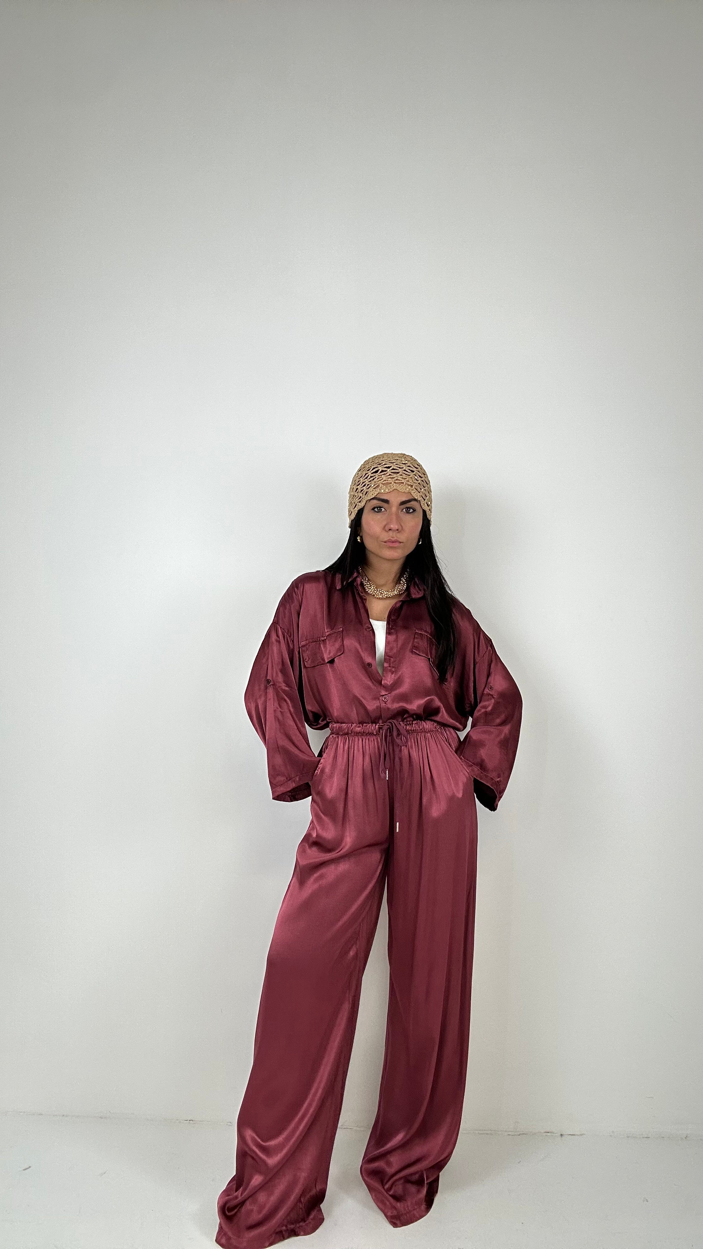 Pantalone SATIN - BORDEAUX