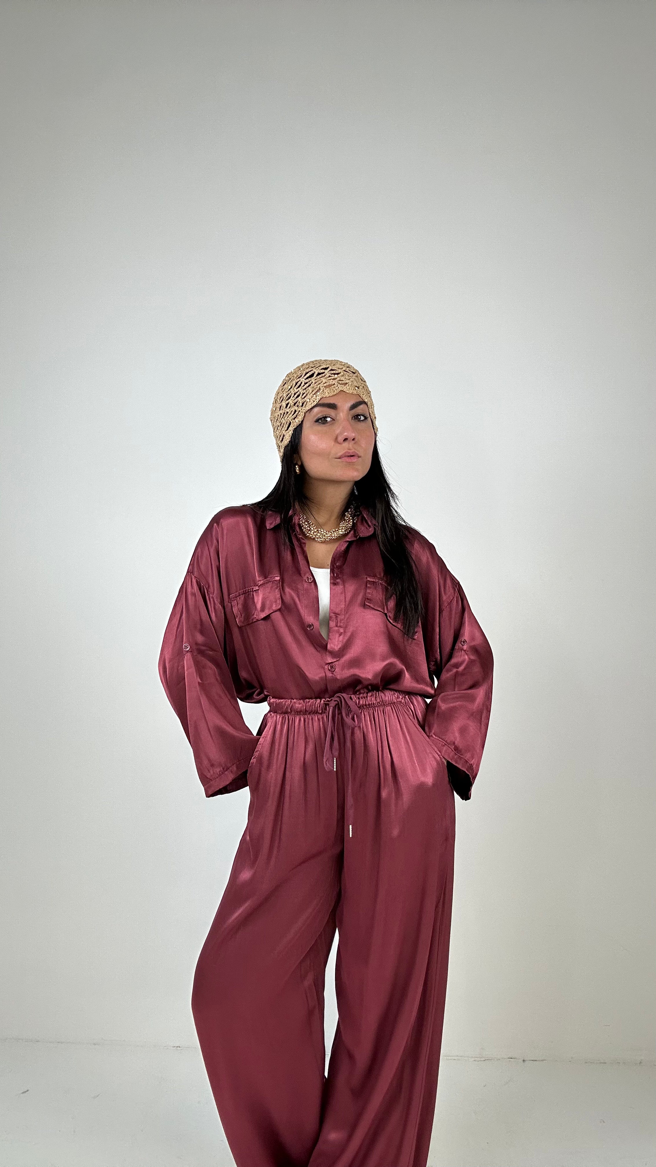 Pantalone SATIN - BORDEAUX