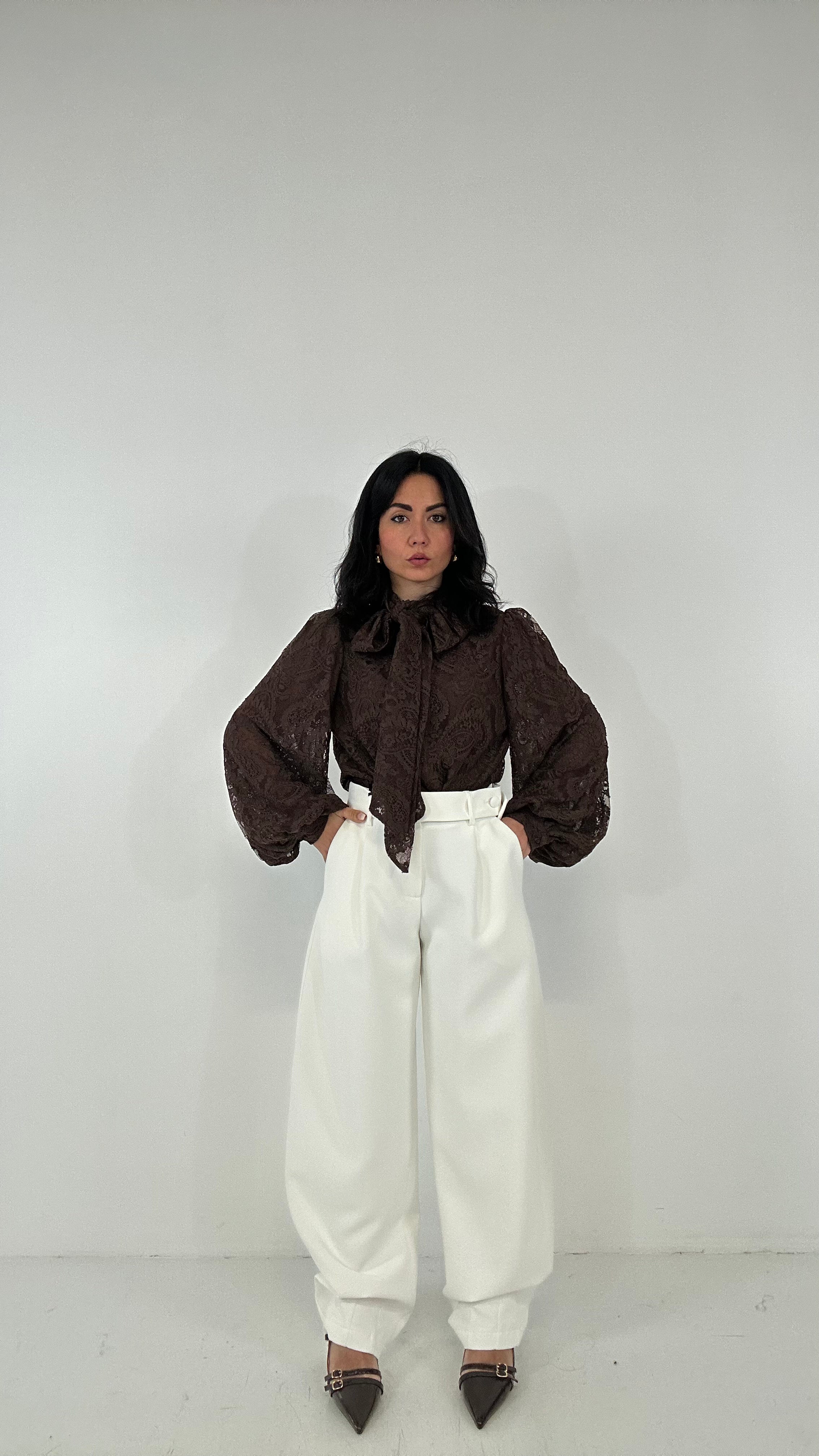 Pantalone LUMINA bottoncino - BIANCO